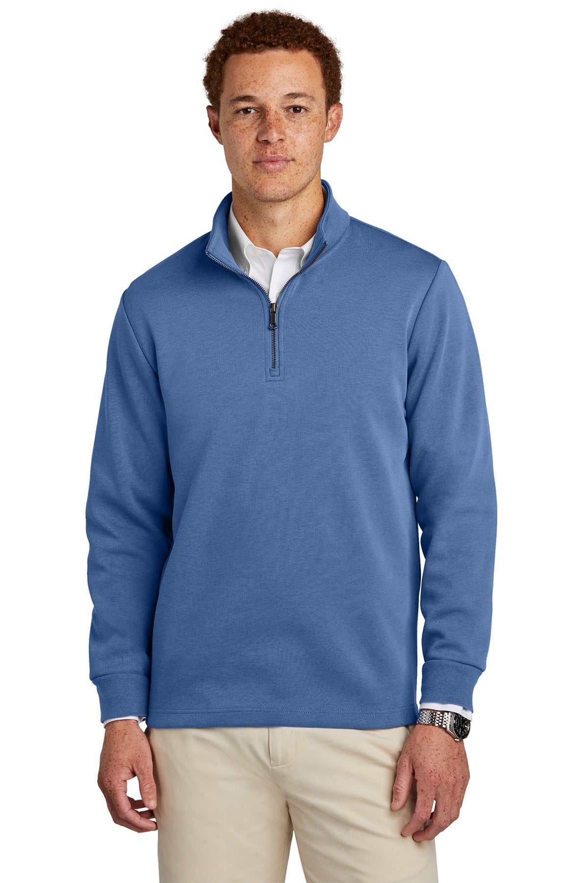 Brooks Brothers Men's Double Knit 1/4 Zip Pullover Sweater in Charter Blue | Comfortable Casual & Office Wear | Perfect for Fall & Winter Layering