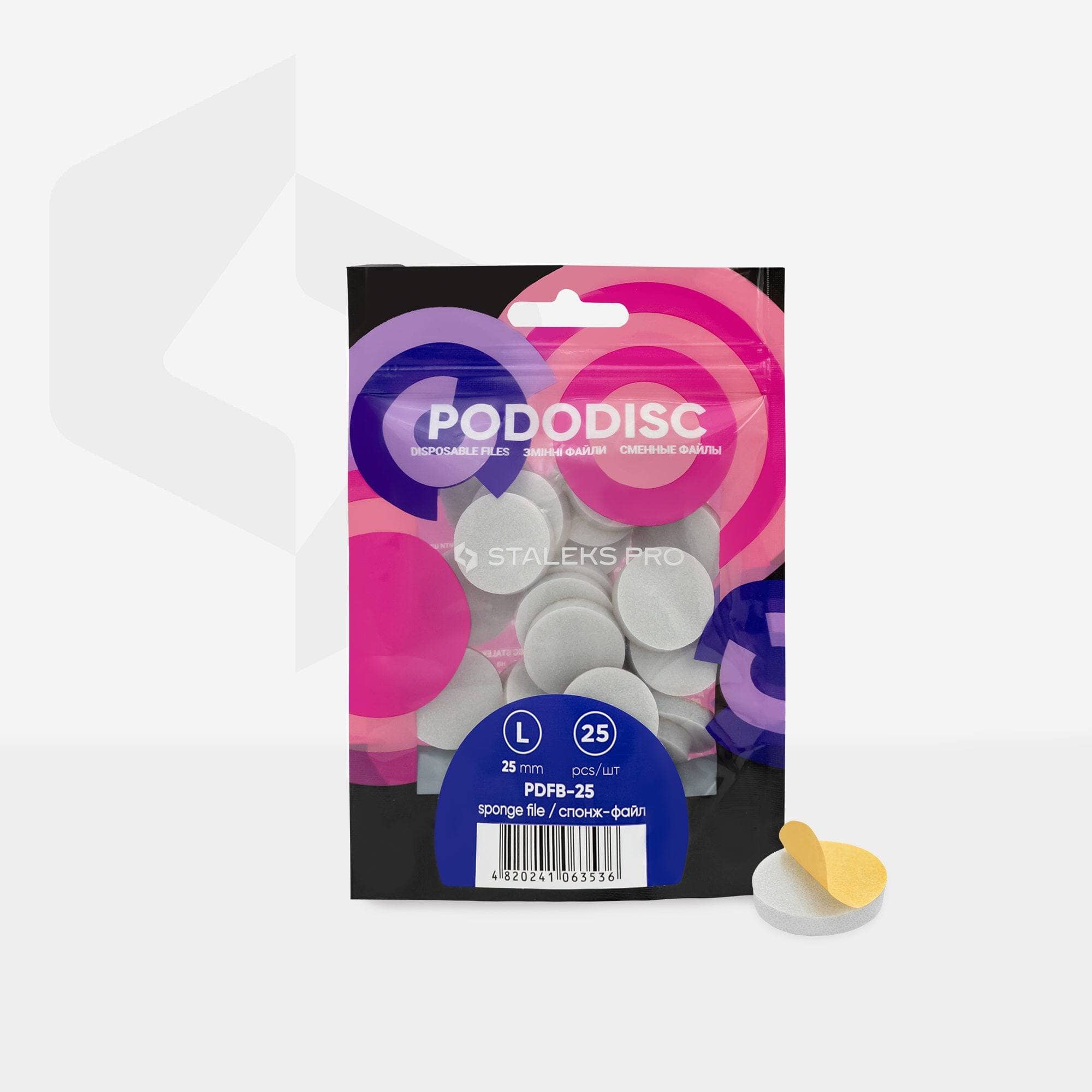 Staleks Disposable Pedicure Files & Sponges - Pododisc L 25mm (25 Pack) - Professional Nail Care Tools for Salon & Home Use