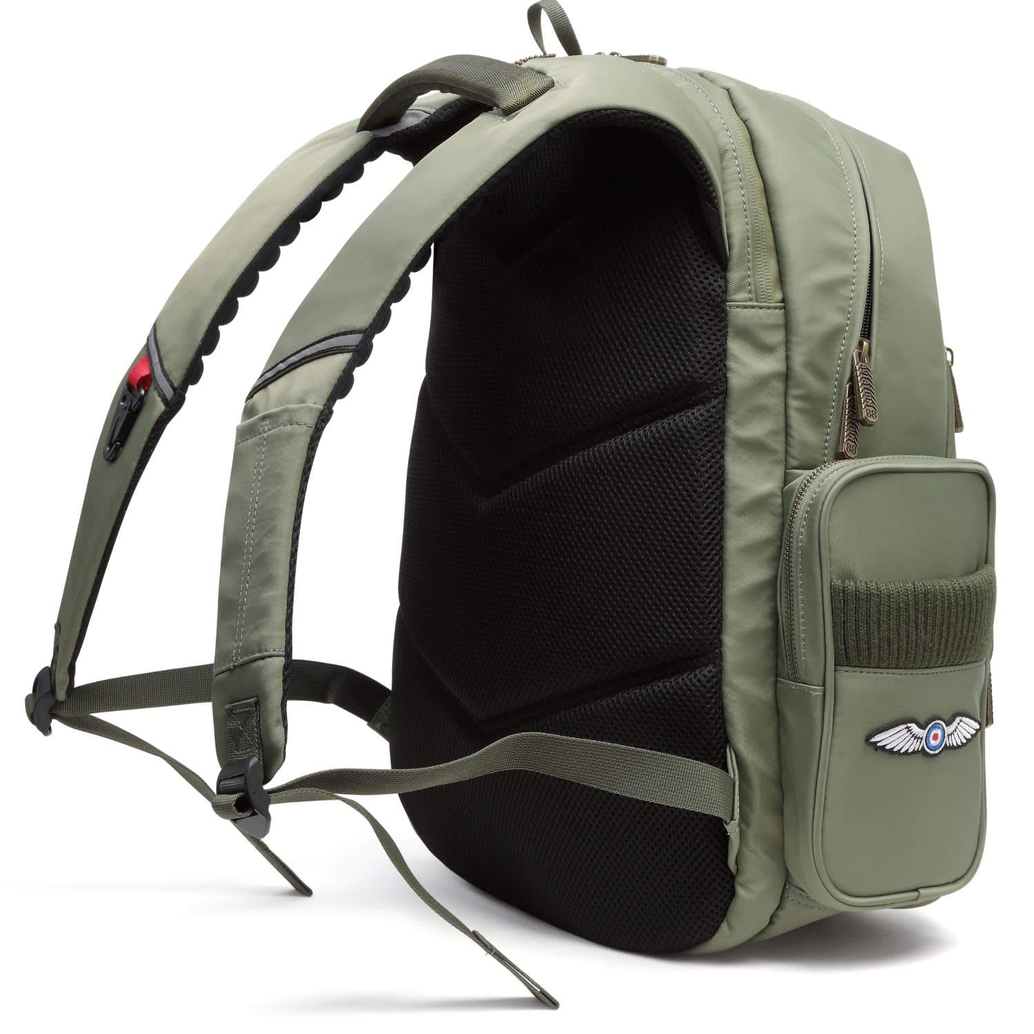 Stylish MA-1 Embroidered Backpack - Multi-Pocket Luggage Shoulder Bag for Travel & Commute (Green Hellcat) | Perfect for Work, Gym & Outdoor Adventures