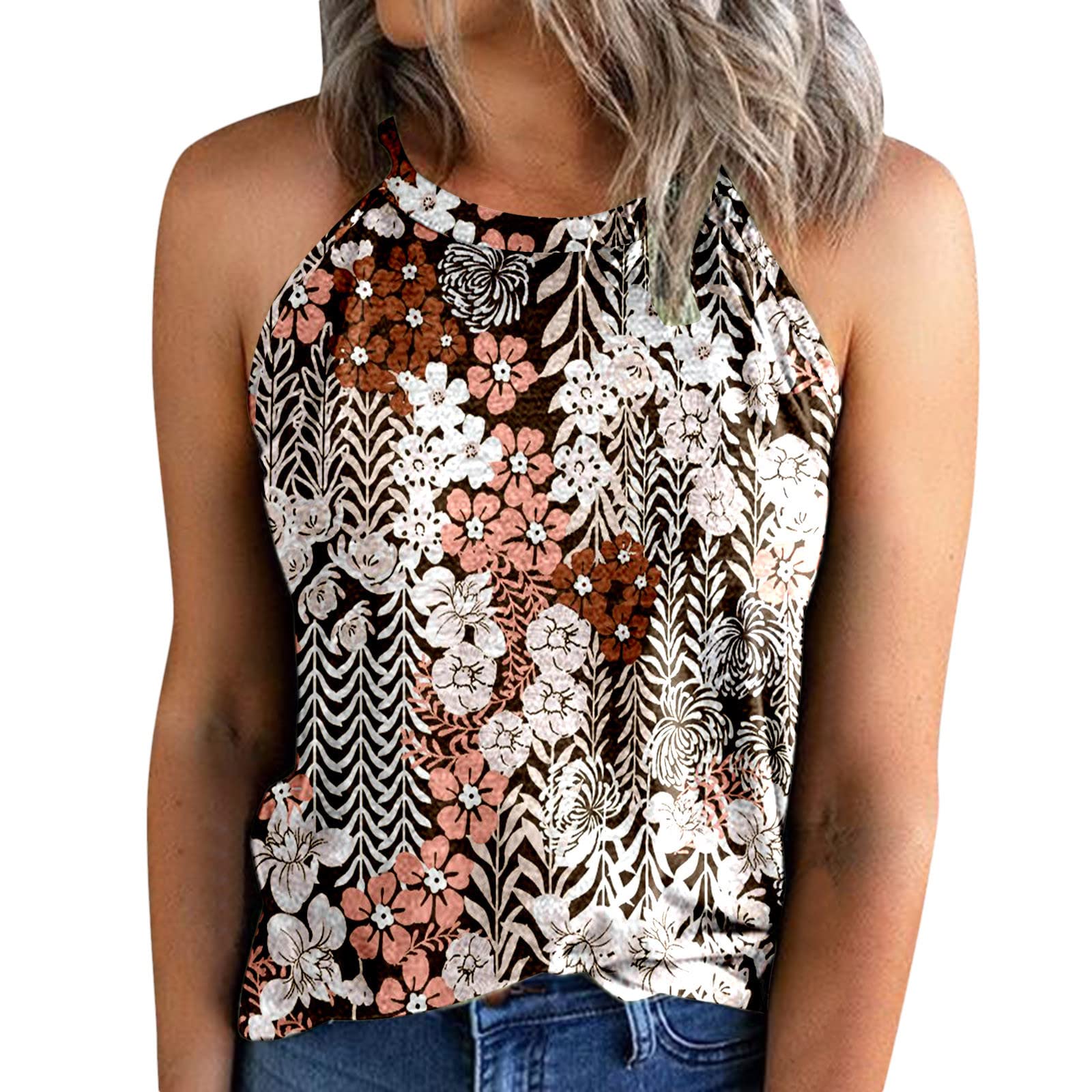 Vintage Women's Slim Fit Halter T-Shirt - 100% Cotton Sleeveless Tank Top with O-Neck Design | Casual Summer Outfit, Beach Wear & Party Clothing