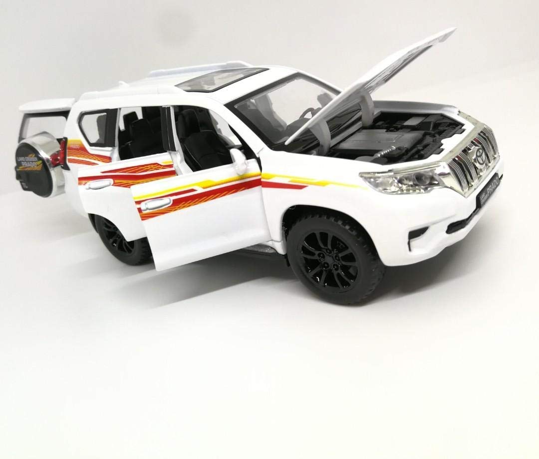 SK TOY ZONE 1:24 Scale Diecast Metal Prado Style Toy Car - Alloy Pull Back Vehicle Model with 6 Openable Doors - Collectible Die-Cast Car for Kids & Adults - Perfect Gift for Birthday, Christmas & Playtime (Multi-Color)