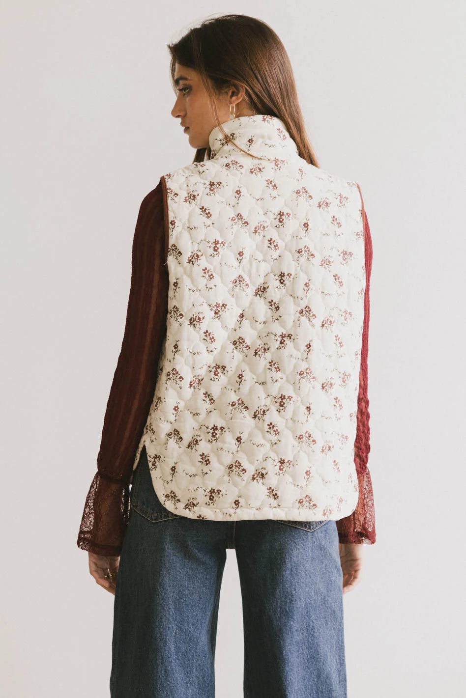 Fletcher Quilted Floral Vest for Women - Lightweight Padded Jacket with Floral Pattern, Perfect for Spring & Fall Layering - Great for Outdoor Activities, Travel, and Casual Wear