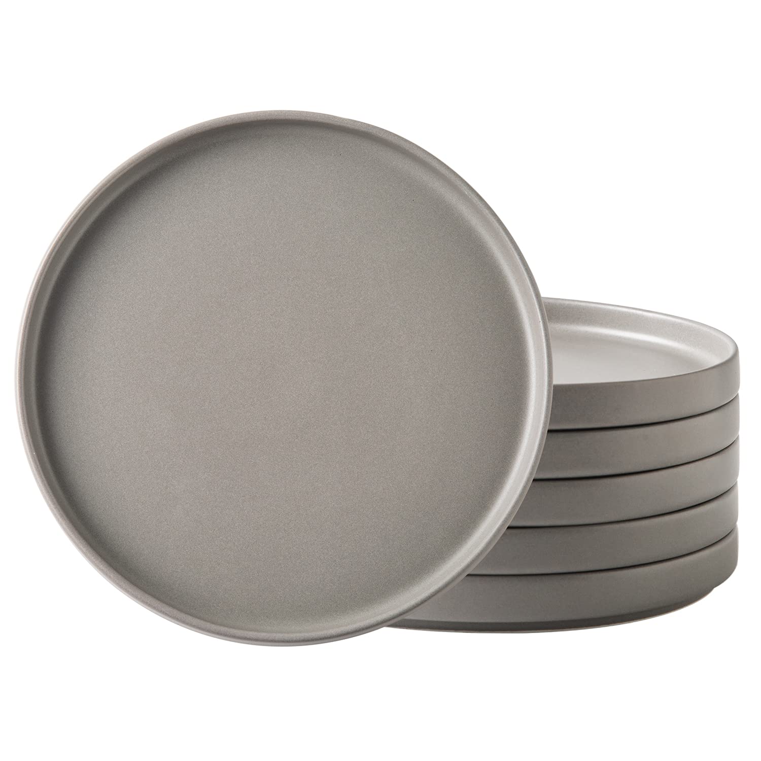 AmorArc 6-Piece Matte Ceramic Dinner Plates Set - 10
