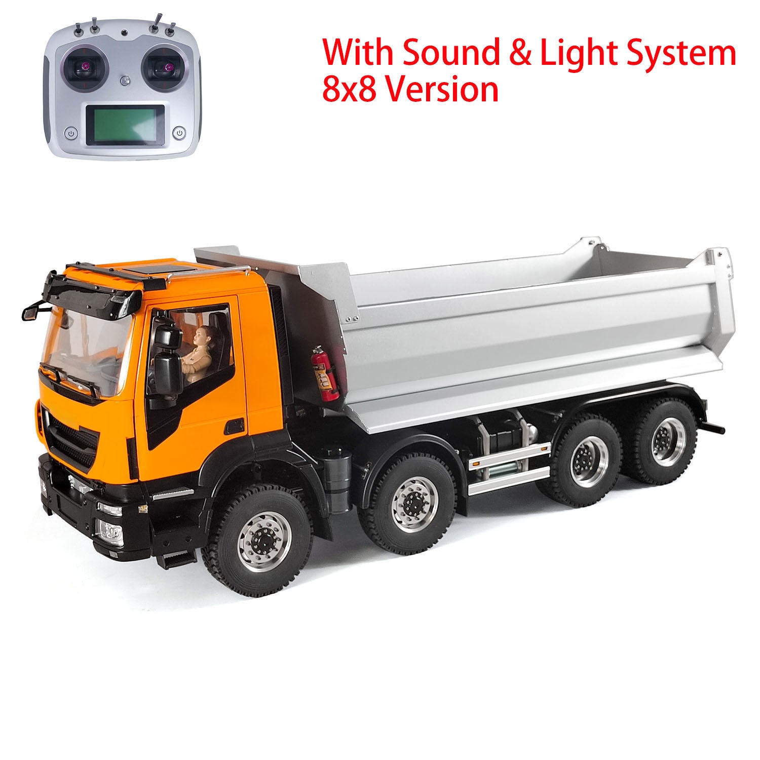 1/14 Scale 8x8 Metal Hydraulic RC Dump Truck - Remote Control Construction Vehicle with Realistic Sound & Lights, Pre-Assembled Painted Model with ESC Motor & Servo - Perfect for Construction Enthusiasts, Collectors, and RC Hobbyists