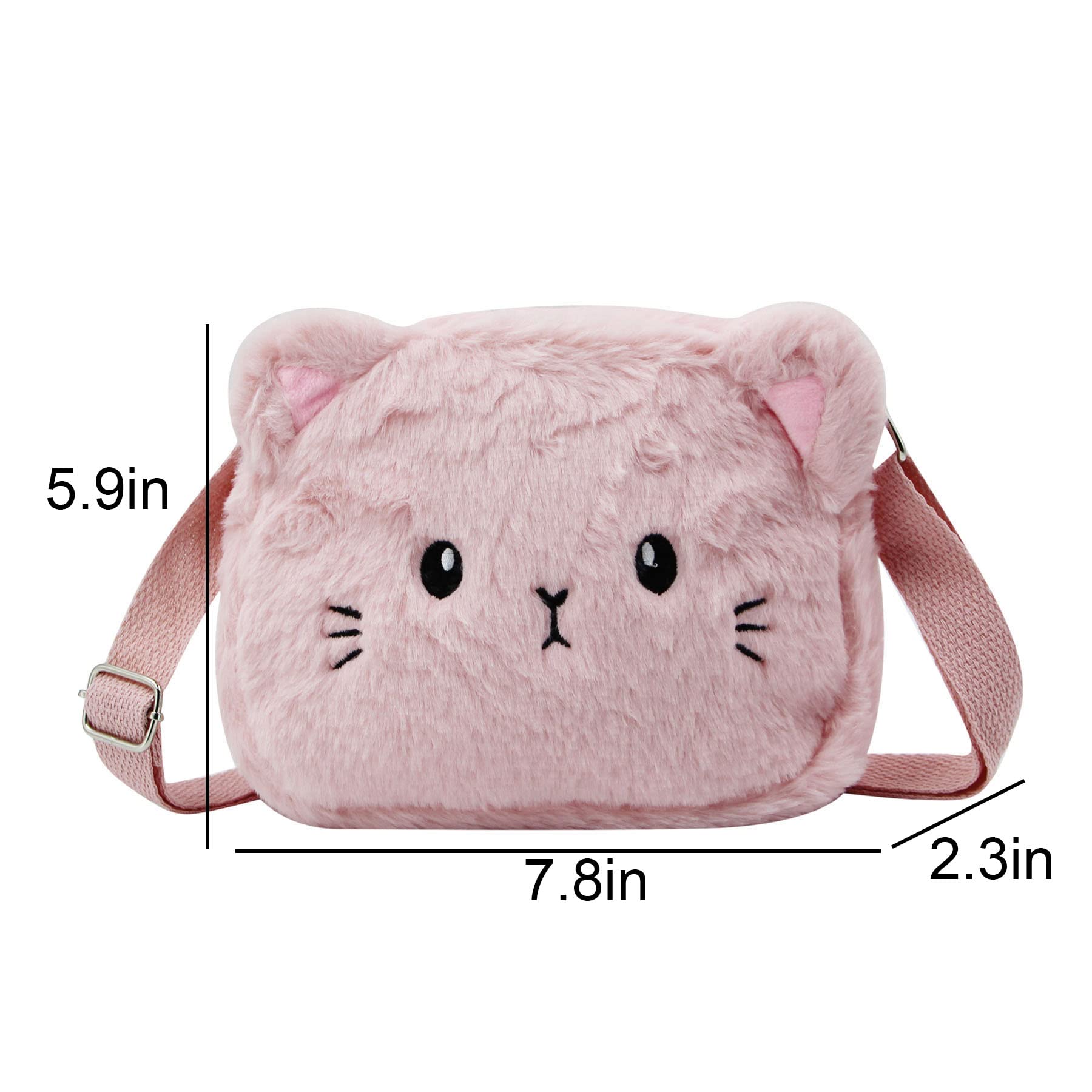 Adorable Pink Fluffy Cat Crossbody Bag for Women - Small Plush Shoulder Purse, Kawaii Animal Messenger Satchel - Perfect for Casual Outings, Shopping & Travel
