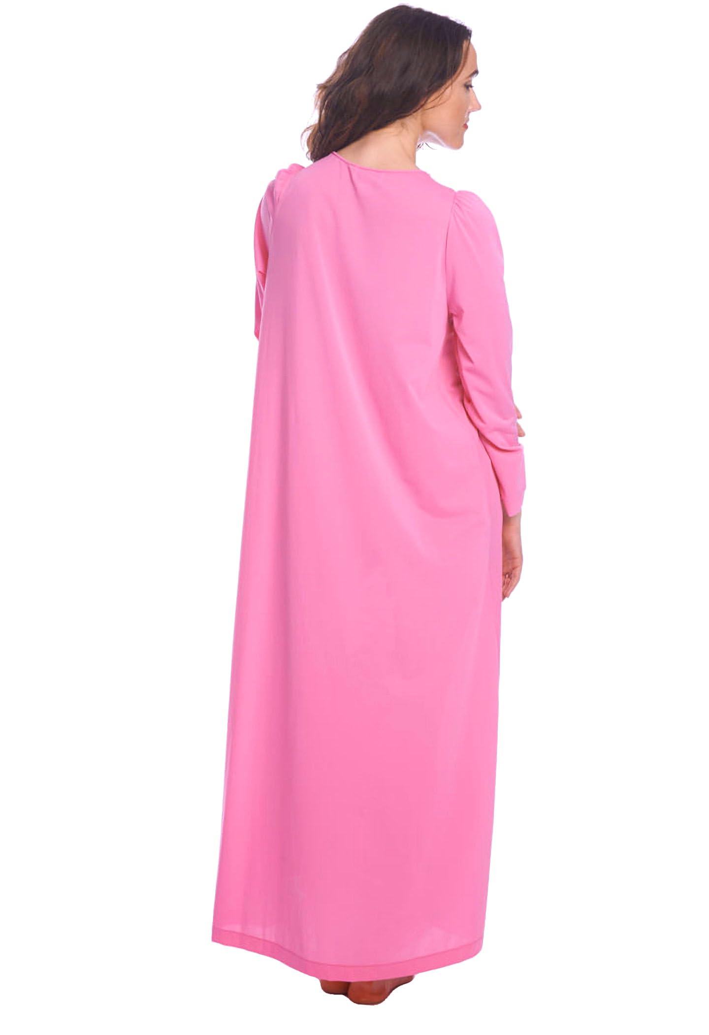 Shadowline Women's Nightgown & Long Sleeve Robe Pajama Set - Soft Nylon Sleepwear & Peignoir Loungewear for Cozy Nights & Relaxing at Home