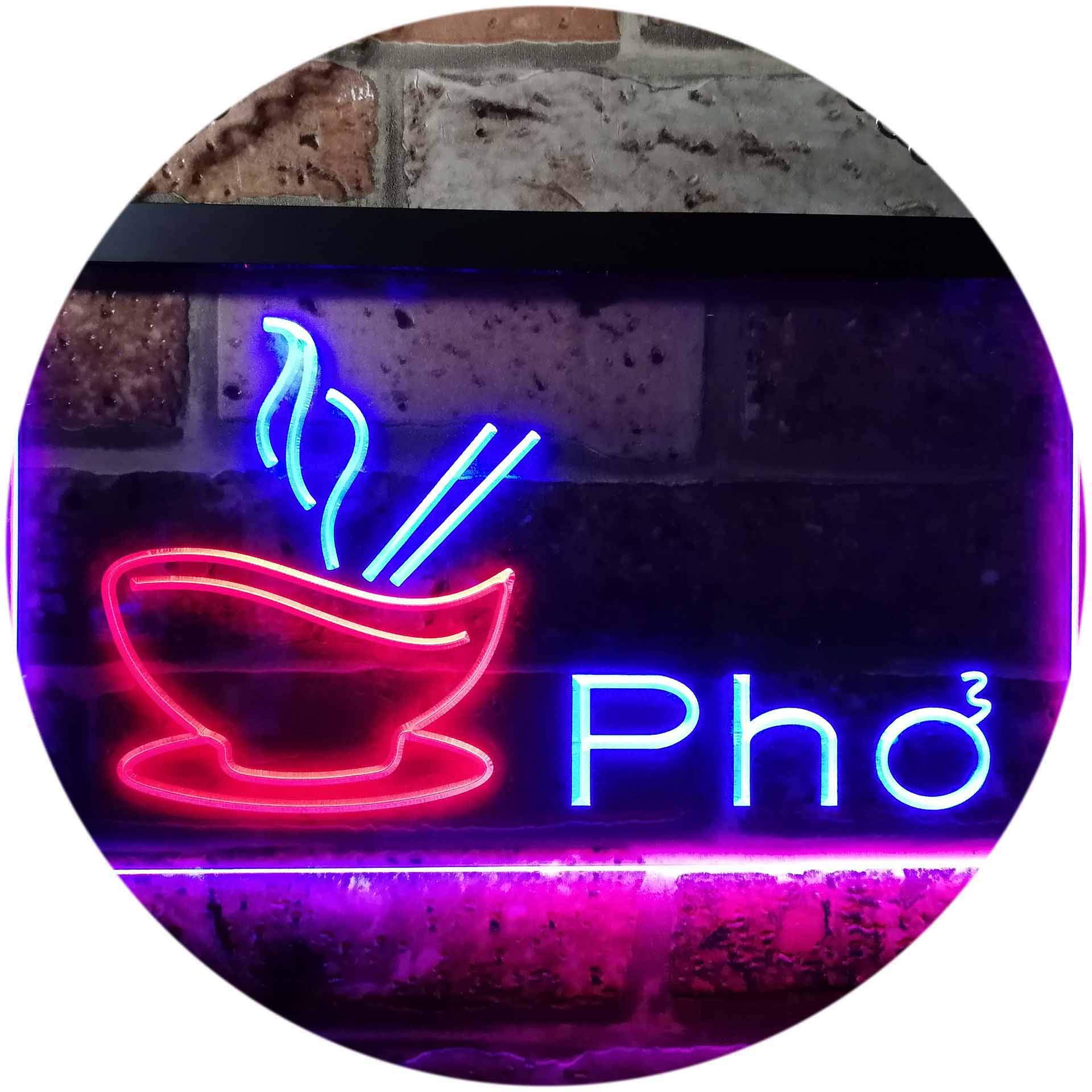 ADVPRO Pho Vietnamese Noodles Restaurant LED Neon Sign - 24x16 Inch Dual Color Red & Blue Light - Perfect for Bar, Cafe & Asian Restaurant Decor