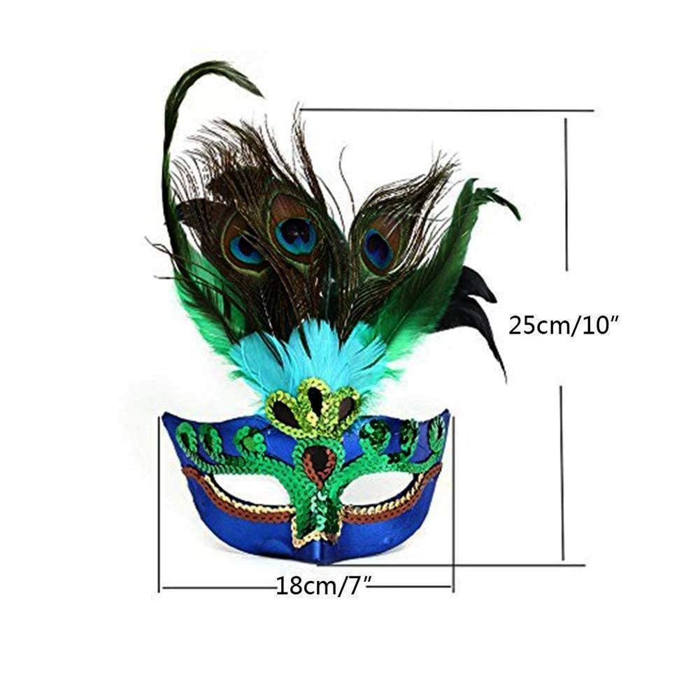 Elegant Peacock Feather Masquerade Mask for Women & Girls - Perfect for Mardi Gras, Halloween, Costume Parties & Venetian Balls