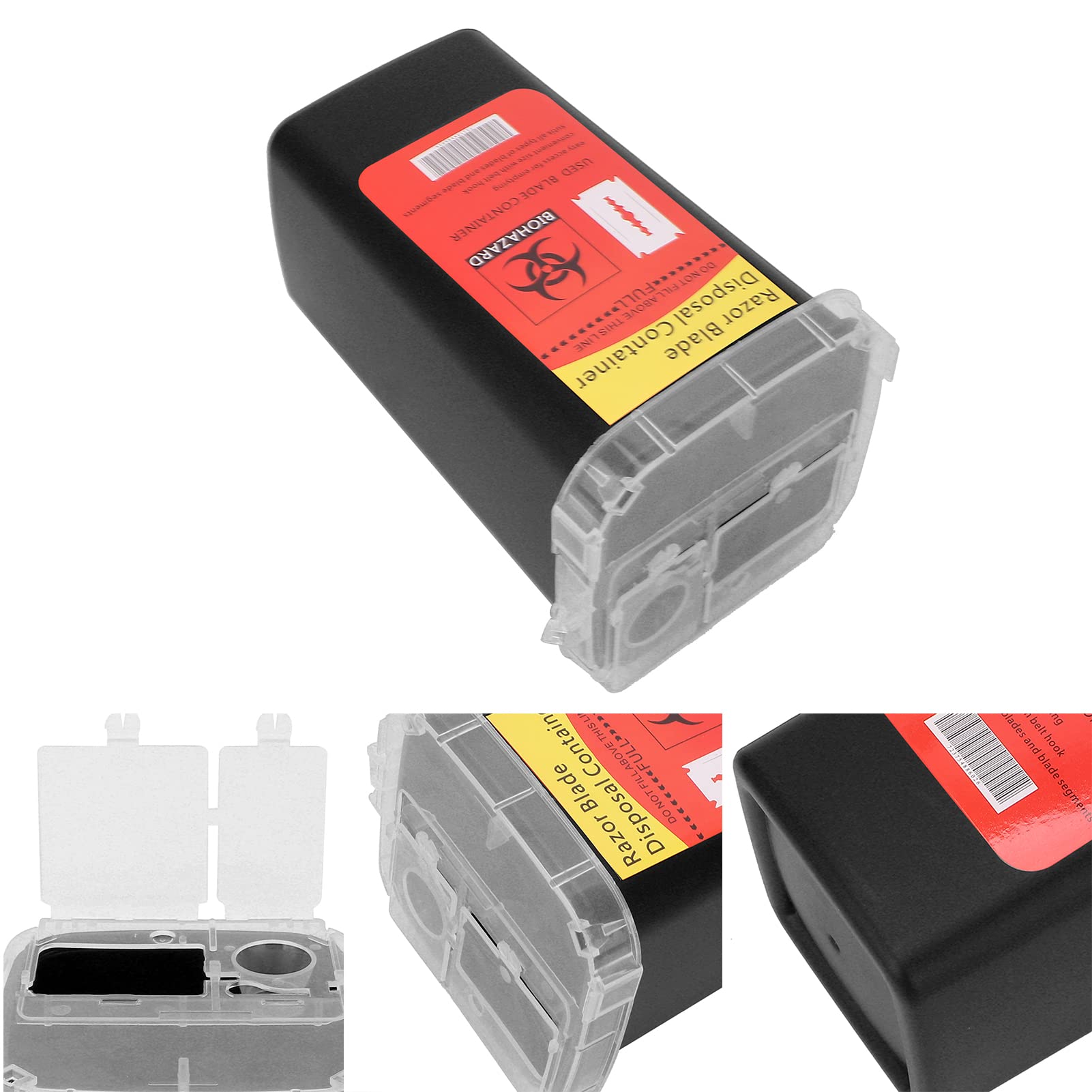 Ubersweet® Disposable Blade and Needle Container - Odorless, Heat Resistant, Non-Toxic for Tattoo, Hair & Beauty Salons (Black) | Safe Sharps Disposal for Professional Studios