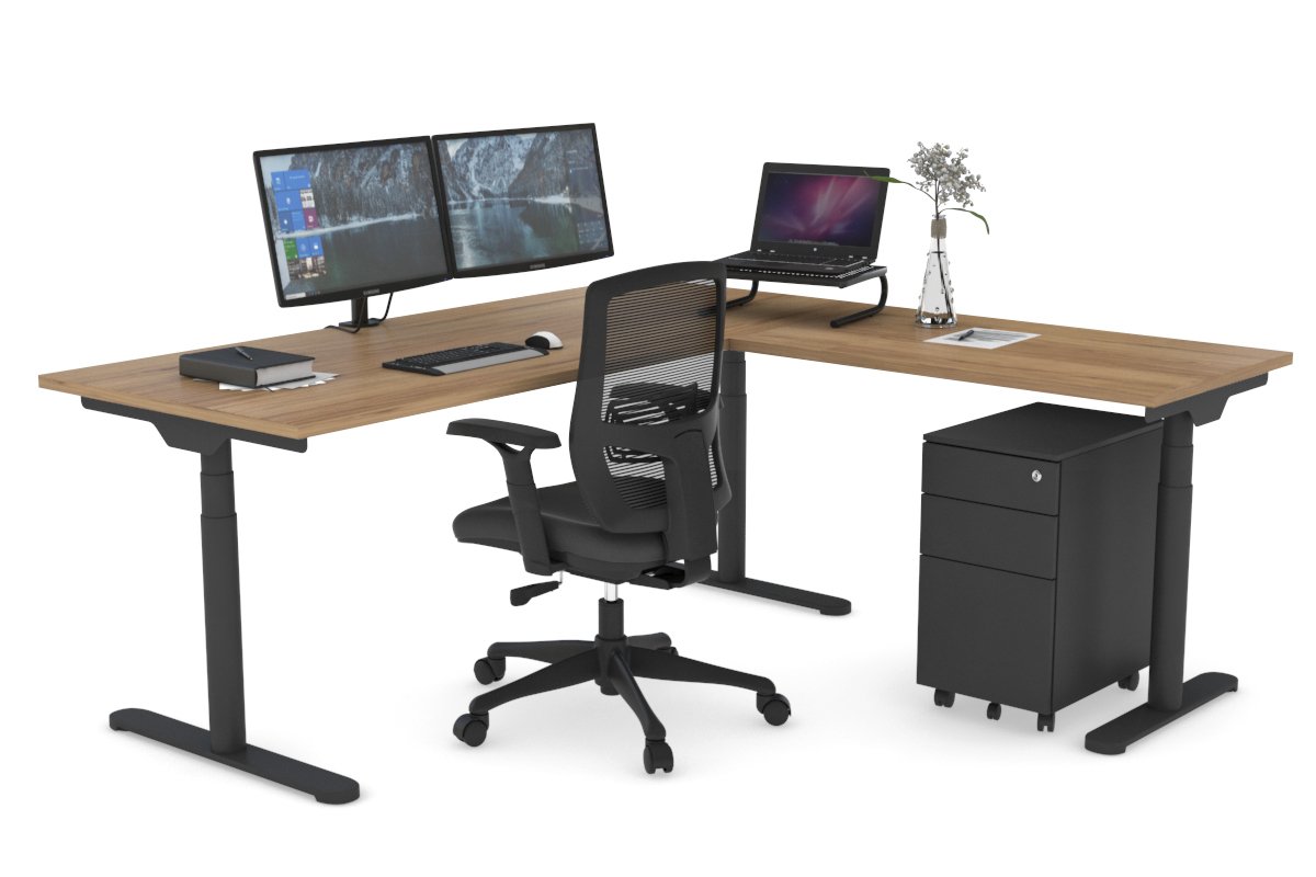 Flexi Premium Height Adjustable Corner Workstation Desk [1800L x 1450W] - Ergonomic Home Office & Gaming Setup for Comfortable Work & Study