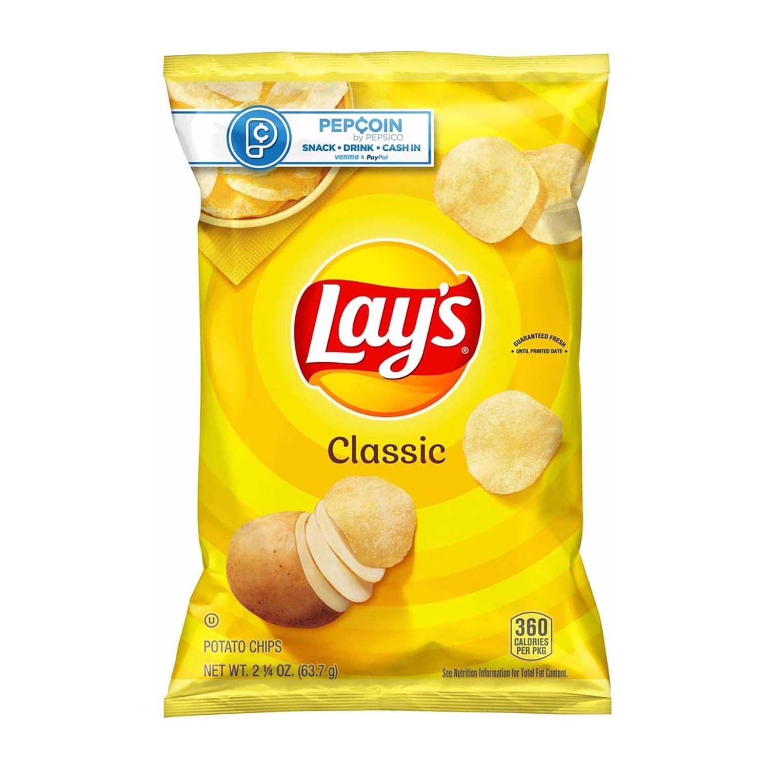 Frito Lay Lays Classic Potato Chips 2.25oz (24 Count Case) - Perfect for Parties, Snacking & Office Break Rooms