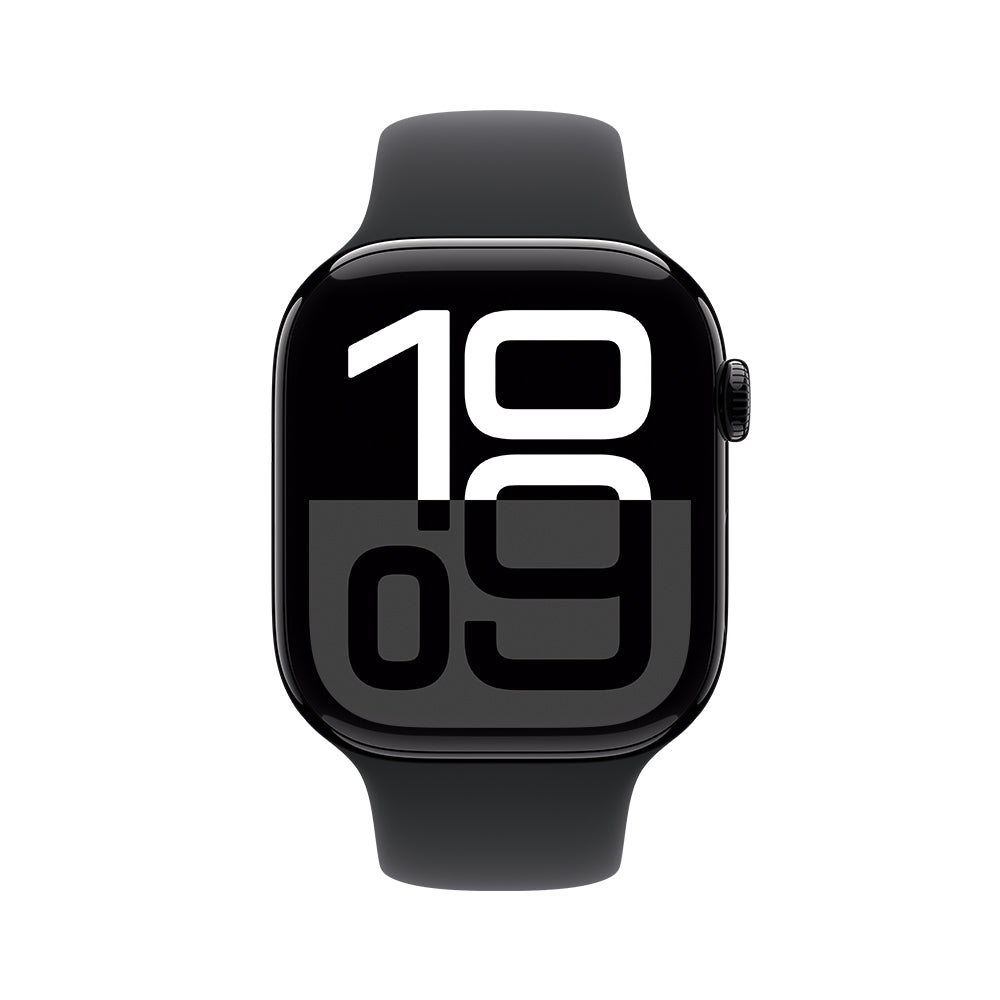 Apple Watch Series 10 GPS 46mm - Black Aluminum Case with Black Sport Band S/M - Perfect for Fitness Tracking, Running & Everyday Wear