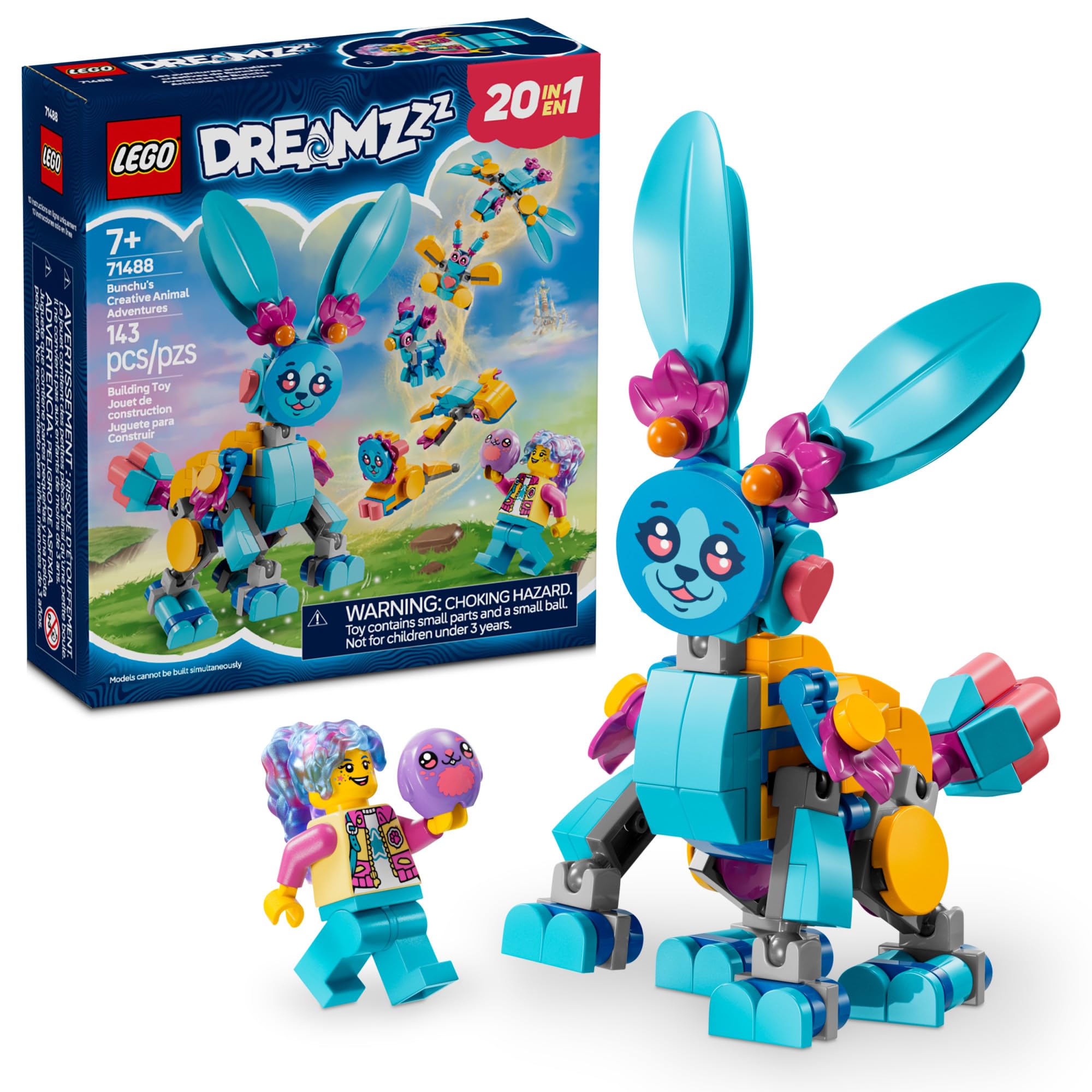 LEGO DREAMZzz Bunchu's Creative Animal Adventures Building Set - 20 in 1 Fantasy Bunny Toy for Kids Ages 7+ with Izzie Minifigure - Perfect Birthday Gift for Boys and Girls - Creative Play & Room Decor