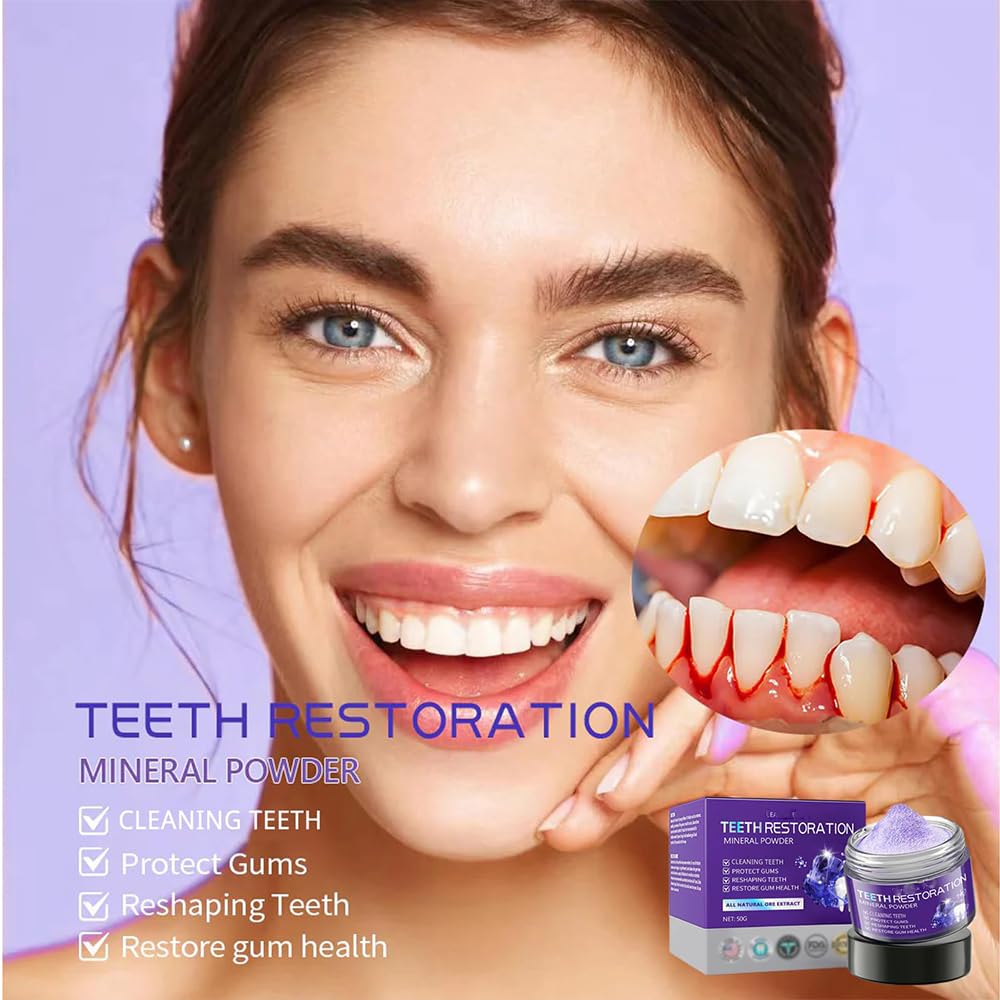 Organic Teeth Mineral Restoration Powder - Natural Whitening & Strengthening Tooth Powder for Sensitive Teeth & Enamel Repair - Ideal for Daily Oral Care & Fresh Breath (1PC)
