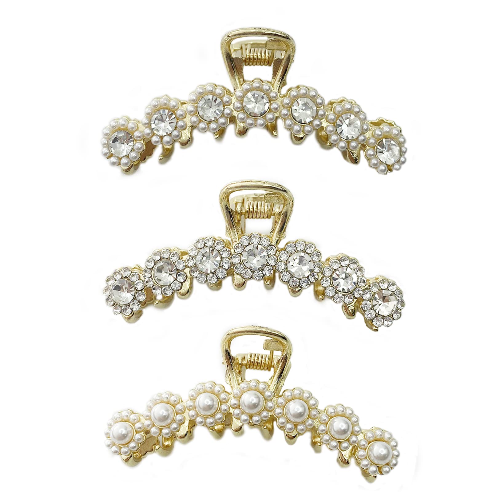 Briskyto 3 Pack Metal Hair Claw Clips for Thin Hair - Non-Slip Hair Clips for Women, Girls (3 Count) - Perfect for Updos, Ponytails & Everyday Hairstyles