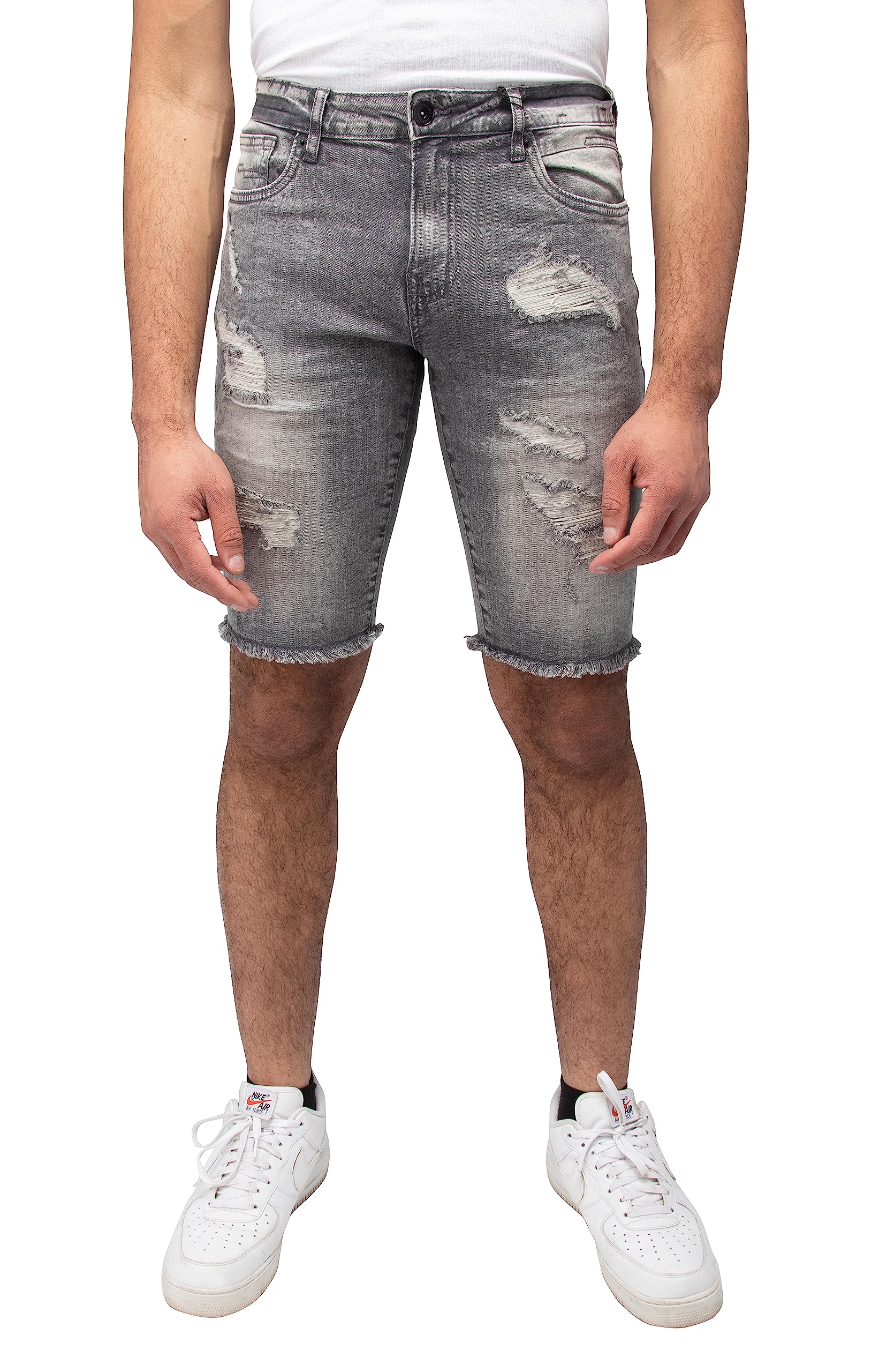 RAWX Men's Distressed Denim Shorts - Ripped Frayed Slim Fit Cut Off Jeans for Casual Wear | Perfect for Summer Outfits, Beach Parties and Street Style Fashion
