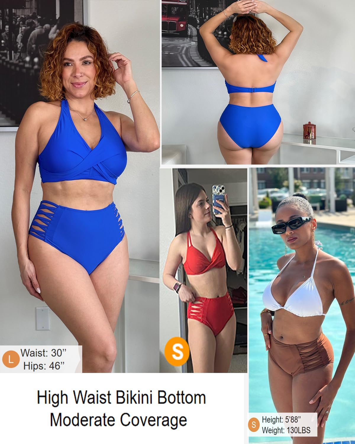 Holipick Women's High Waisted Tummy Control Bikini Bottoms - Sexy Strappy Swimwear for Beach, Pool & Vacation
