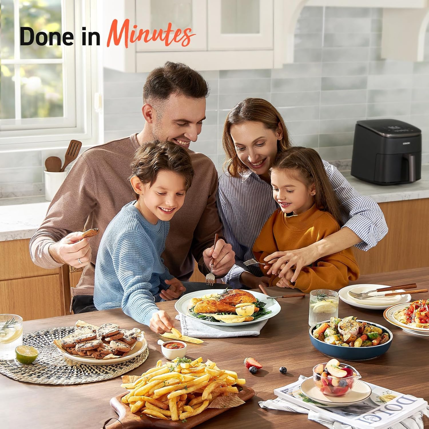 COSORI Air Fryer 6L TurboBlaze - 9-in-1 Compact Air Fryer with 5 Fan Speeds, 30°C-230°C Temperature Range, Oil-Free Cooking, Non-Stick & Dishwasher Safe Basket - Includes 110+ Recipes - Perfect for Healthy Meals, Quick Snacks & Family Dinners