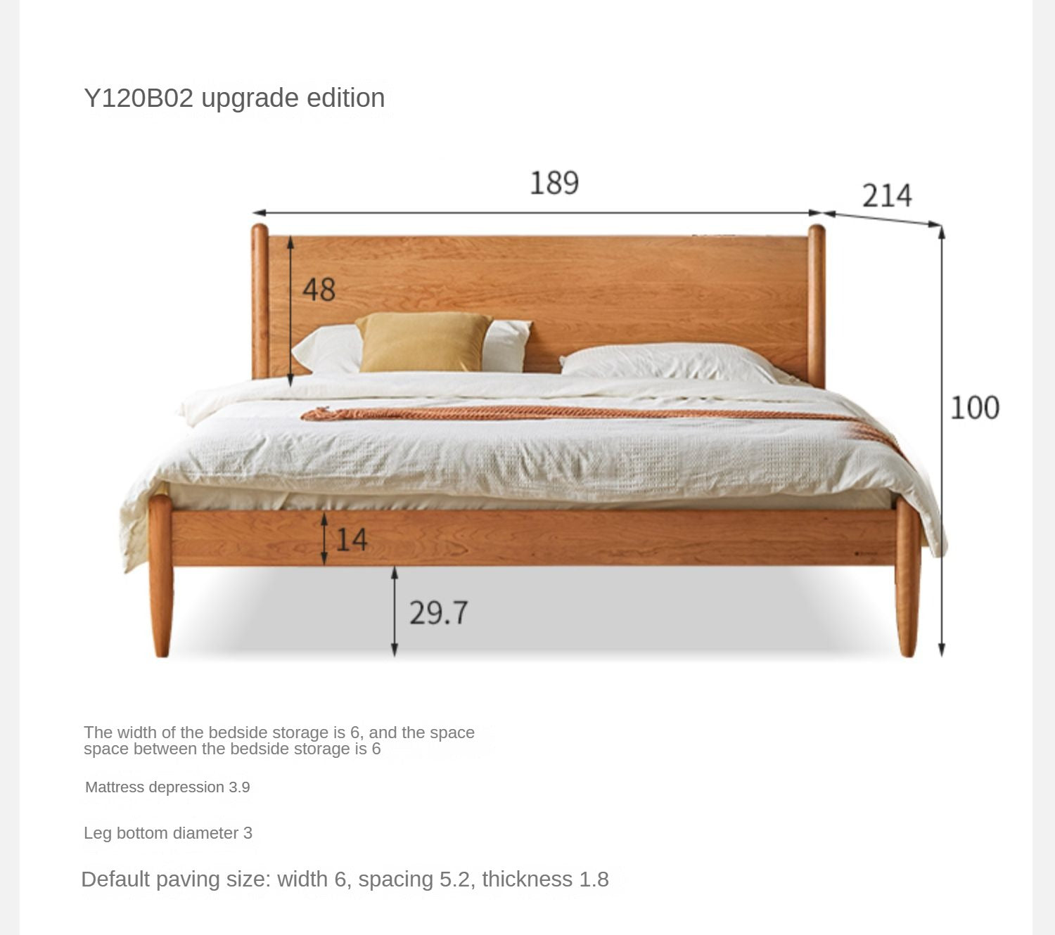 Solid Oak, Black Walnut & Cherry Wood Bed Frame - Handcrafted Queen Size Wooden Bed with Sturdy Slat Support - Perfect for Master Bedroom, Guest Room or Rustic Cabin Decor