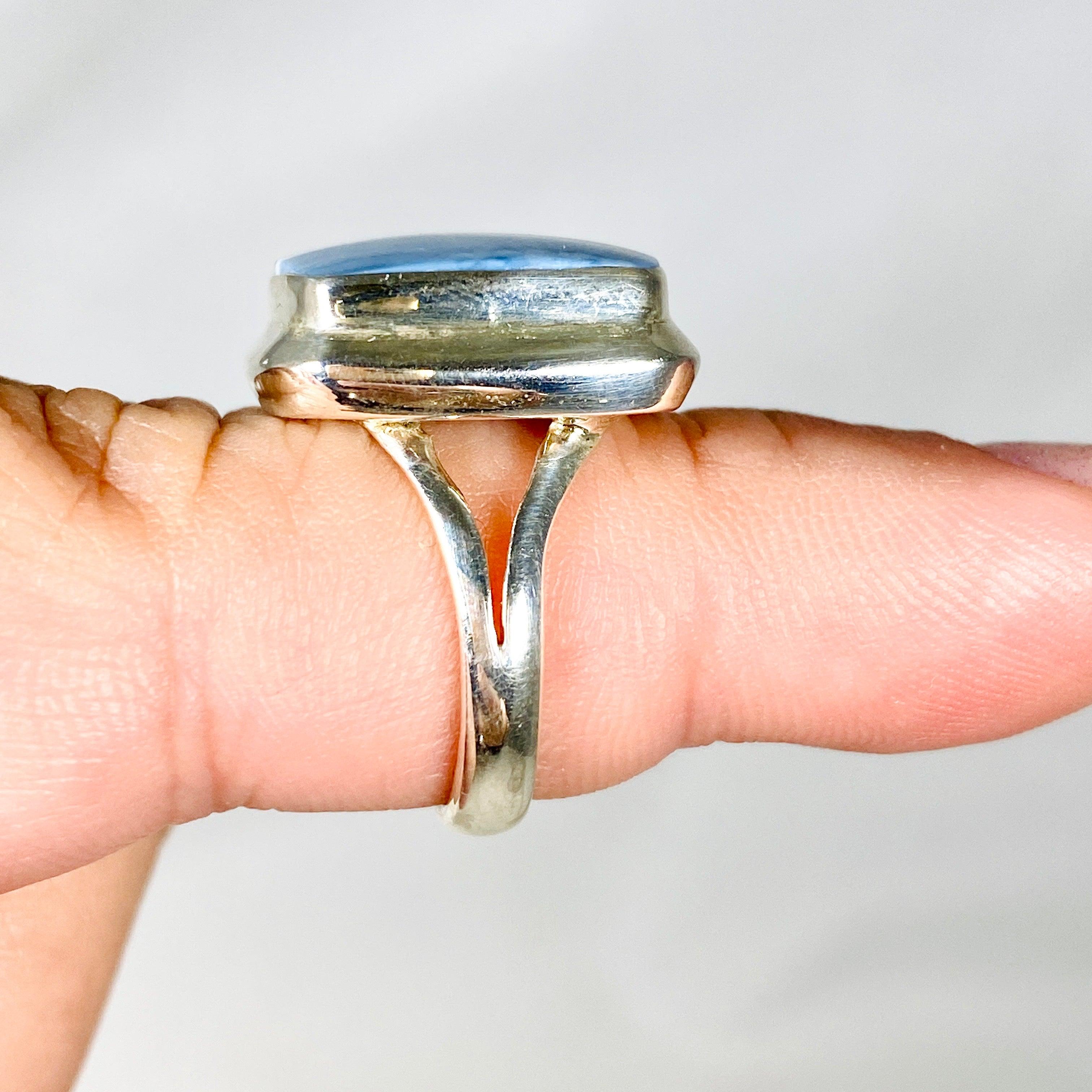 Owyhee Blue Opal Square Ring - Size 7 - KRGJ2325 - Elegant Jewelry for Women, Perfect for Weddings, Parties & Everyday Wear