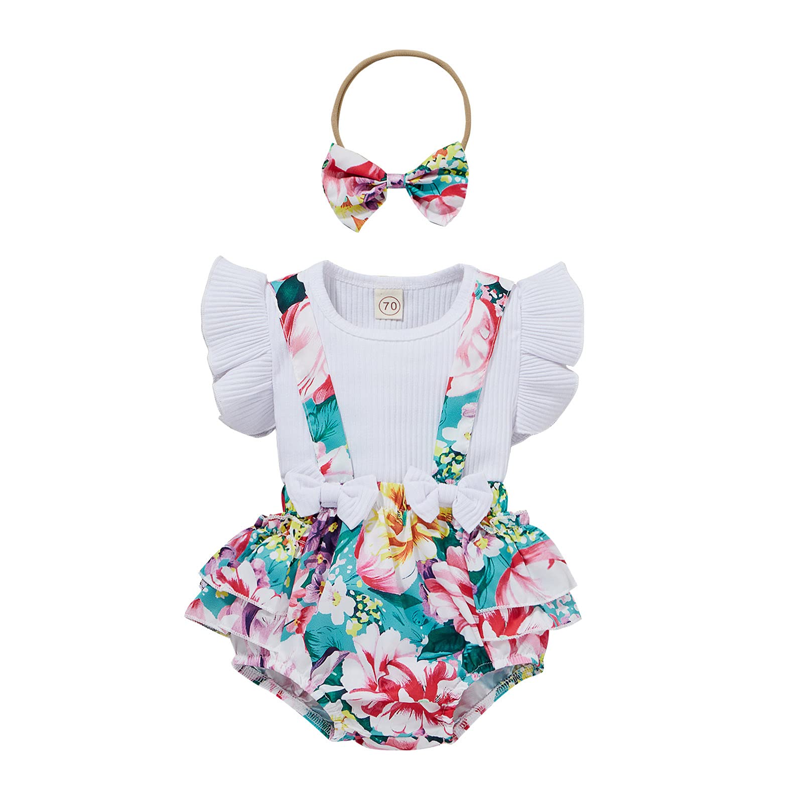 **Floral Print Baby Girl Clothes Set - 3PCS Shorts & Top Outfit for First Thanksgiving, Birthday, and Special Occasions**