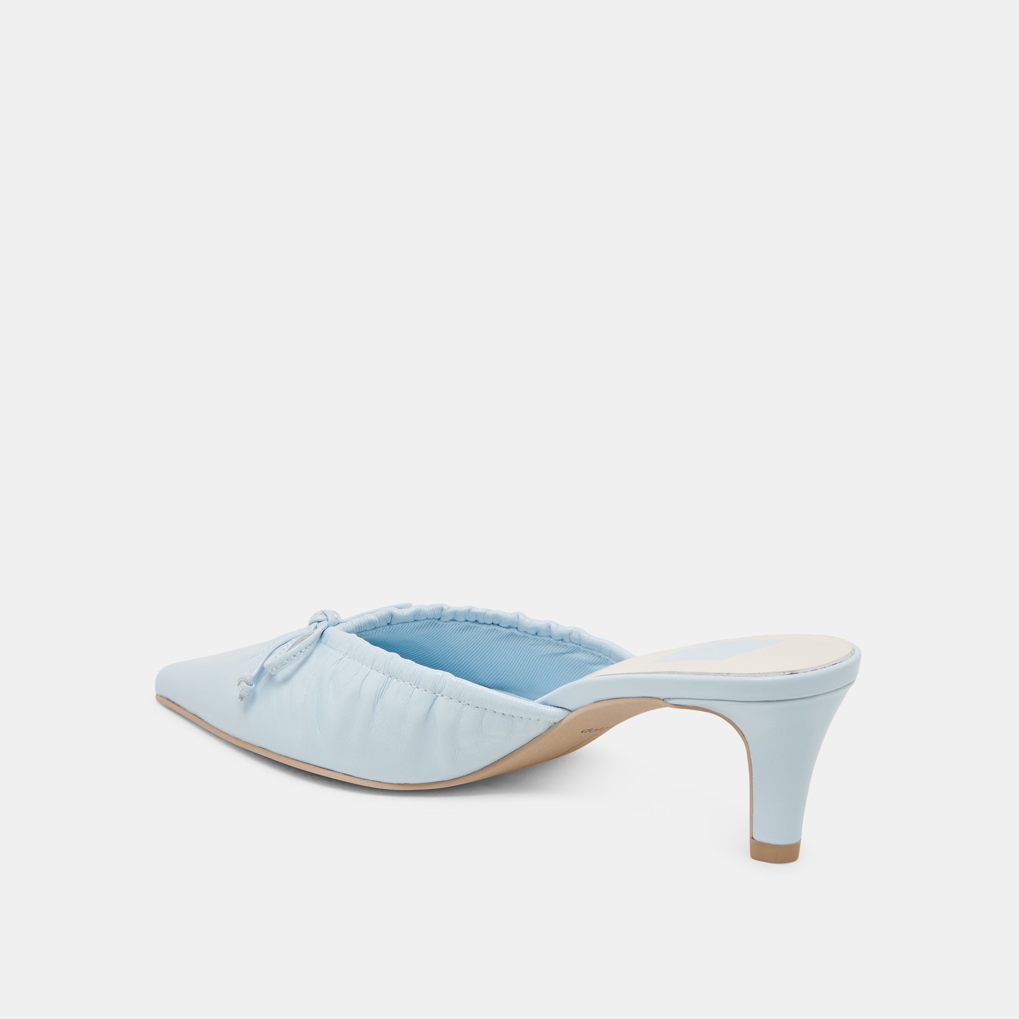 KAIRI Women's Mid Heel Sandals - Ice Blue Crinkle Patent Leather Dress Shoes for Wedding, Party & Evening Wear