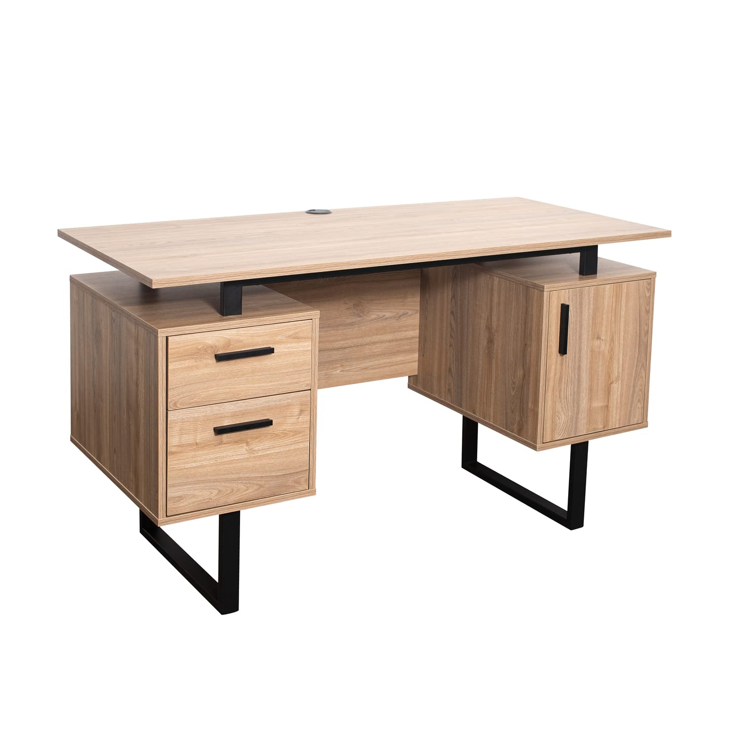 Techni Mobili RTA-7002 Modern Office Desk with Storage Drawers, 55
