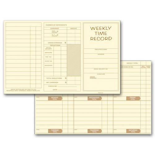 Weekly Employee Time Cards - 50 Pack Time Sheets for Hourly Workers | Perfect for Small Business Payroll, Attendance Tracking & Shift Scheduling | Office, Restaurant & Retail Use