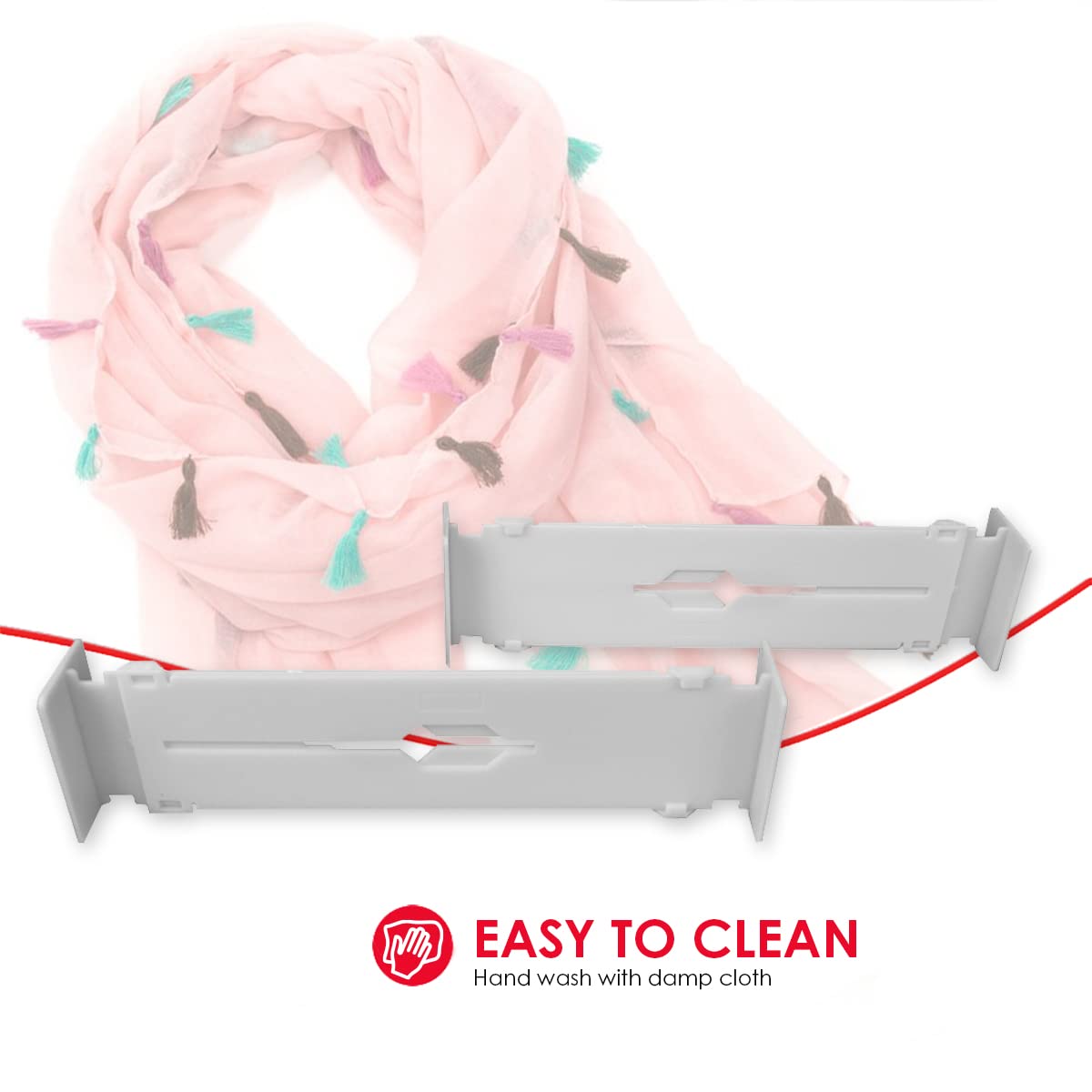 Home Basics Plastic Adjustable Drawer Organizer Dividers (2-Pack) - Expandable 12 to 21.75 Inches - White Storage Trays for Bedroom, Kitchen & Office - Perfect for Utensils, Makeup, Office Supplies & Socks Organization