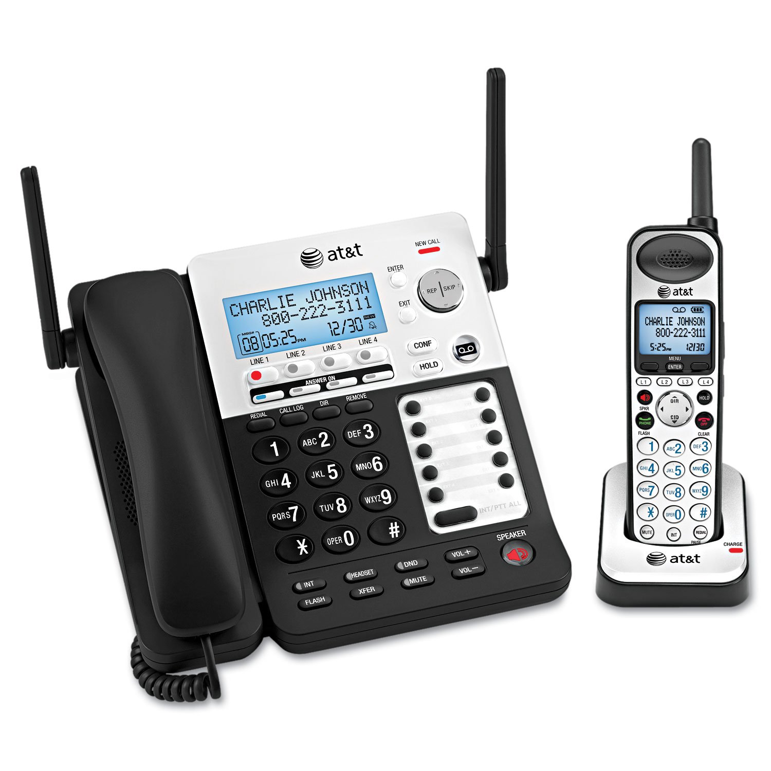 AT&T SB67138 SB67138 DECT 6.0 Corded/Cordless Phone with Answering System - 4-Line Expandable Business Phone for Office & Home Use