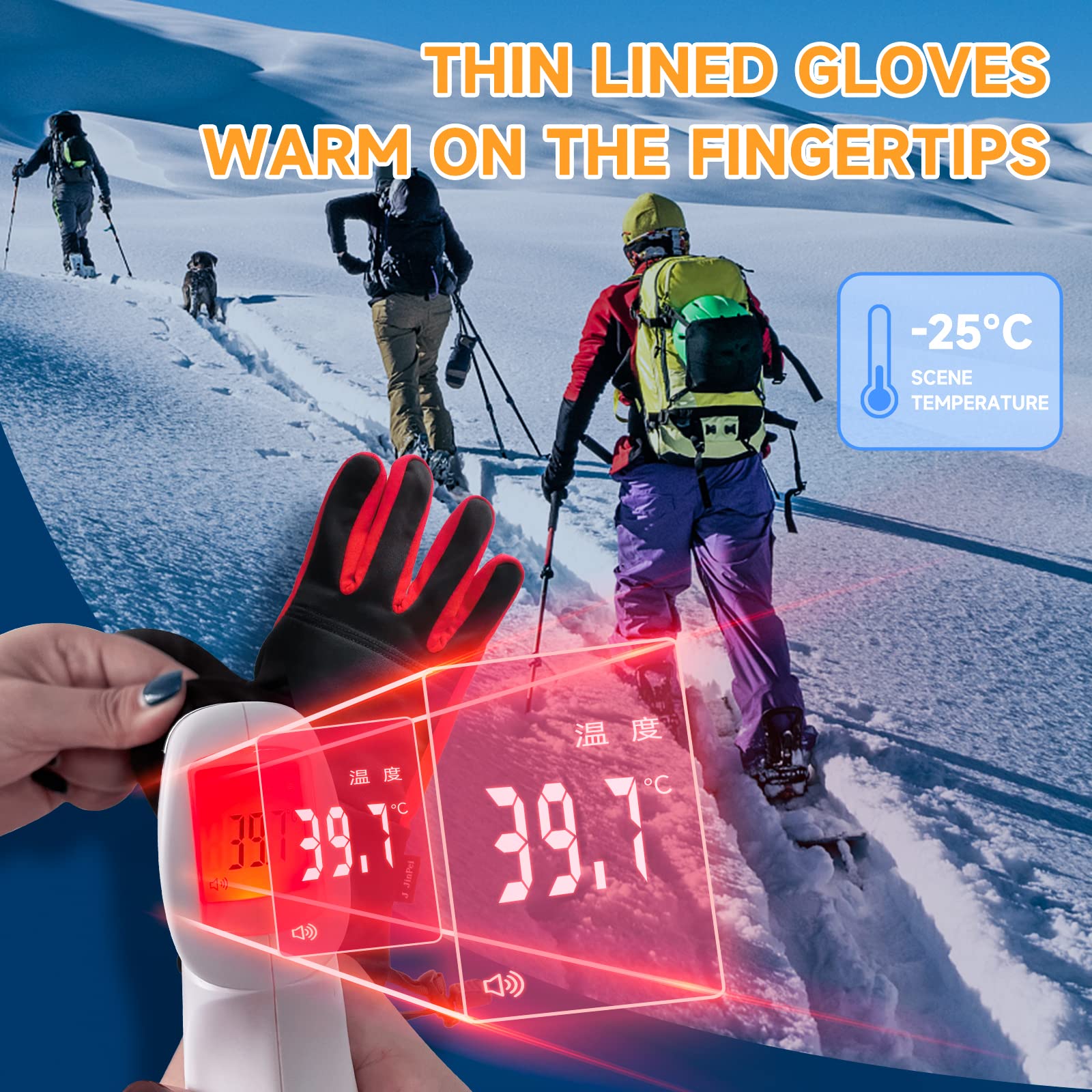 Rechargeable Electric Heated Gloves for Men & Women - Thin Winter Work Gloves for Arthritis, Raynaud's & Cold Weather - Ideal for Skiing, Snowboarding & Outdoor Activities (Red, XL)