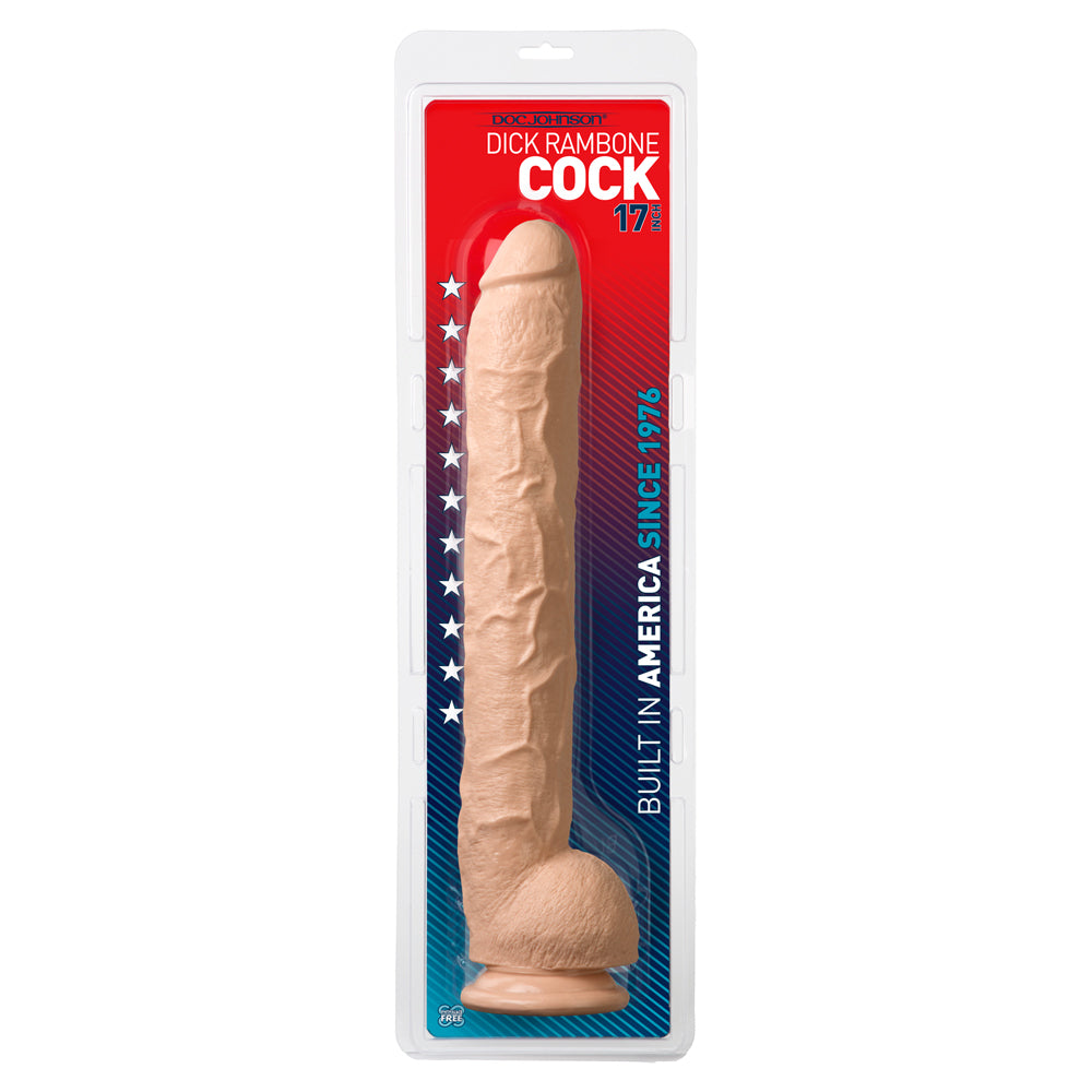 Doc Johnson Dick Rambone 17 Inch Realistic Dildo - Lifelike Texture & Flexible Design for Ultimate Pleasure | Perfect for Solo Play, Couples & BDSM Scenes