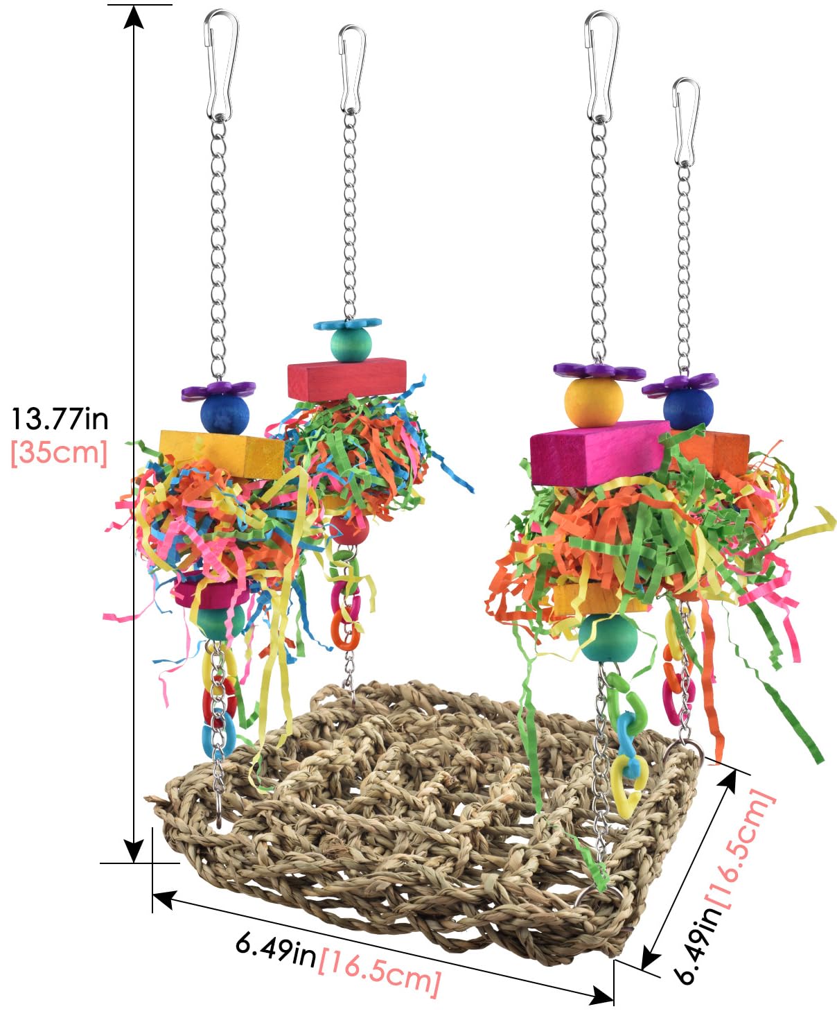 KATUMO Conure Bird Toys - Colorful Parrot Climbing Hammock & Grass Swing Mat for Parakeets, Cockatiels, Sun Conures, Lovebirds, Budgies | Perfect for Cage Play, Exercise & Mental Stimulation of Small Pet Birds