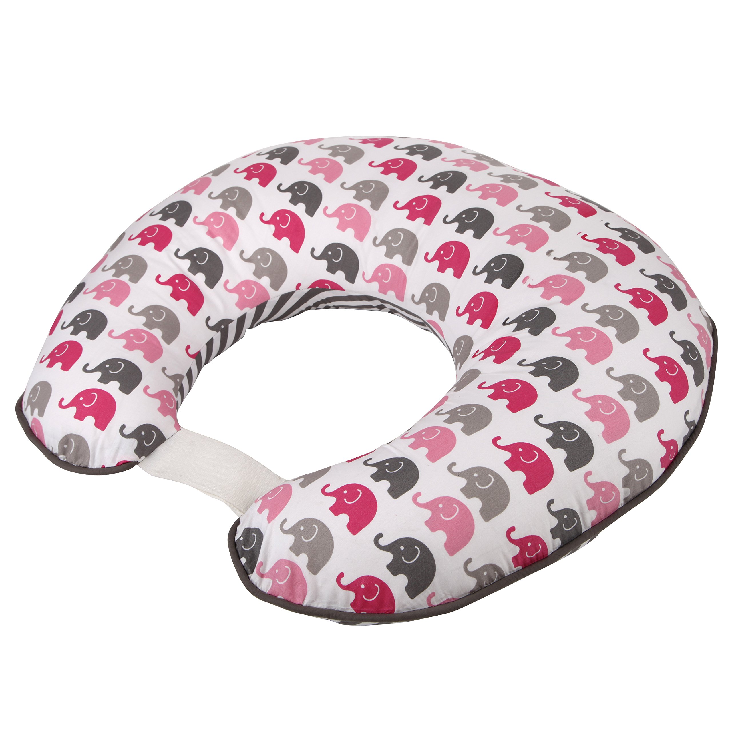 Bacati Ultra-Soft 100% Cotton Nursing Pillow Cover - Pink/Grey Two-Sided Design, Fits All Hugster Nursing Pillows & Positioners | Perfect for Breastfeeding, Baby Support & Comfortable Lounging