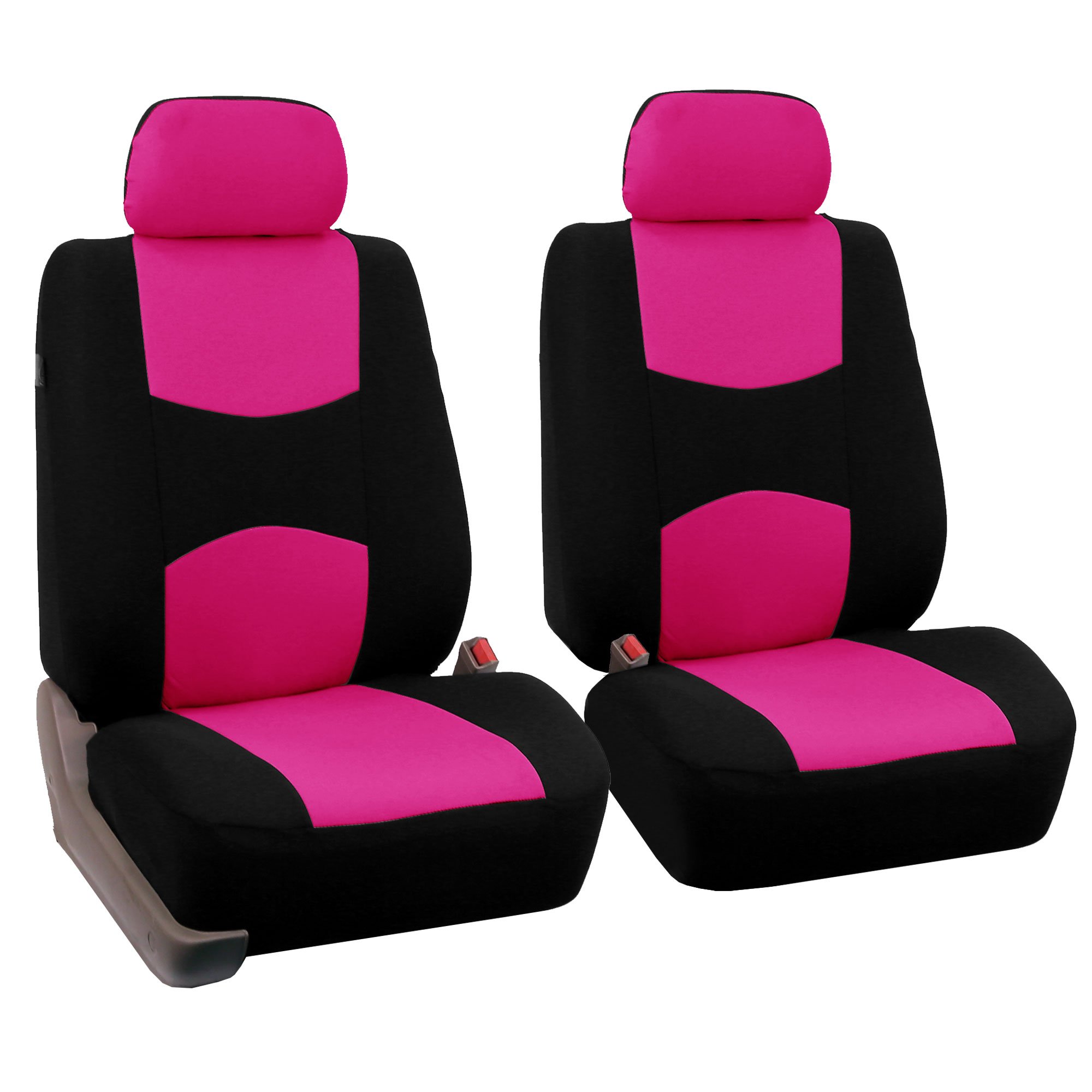 FH Group Universal Low Back Car Seat Covers Front Set - Washable Cloth Seat Protectors with Removable Headrest for SUV, Sedan, Van (Pink) | Perfect for Daily Commutes, Road Trips & Protecting Your Vehicle Interior