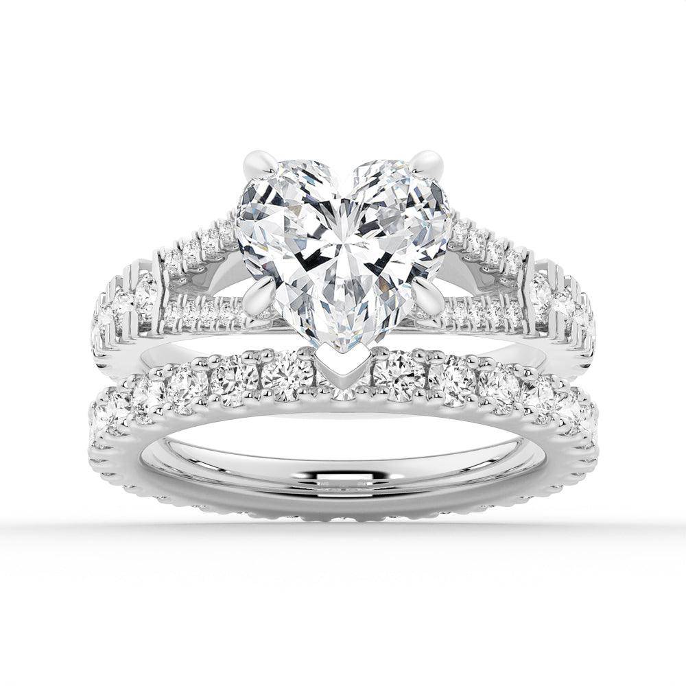 Heart Shaped Split Shank Moissanite Engagement Ring - 1.5ct D Color VVS1 Clarity, 14K White Gold Wedding Band for Women, Proposal Gift, Anniversary Jewelry (Perfect for Romantic Proposals & Special Occasions)