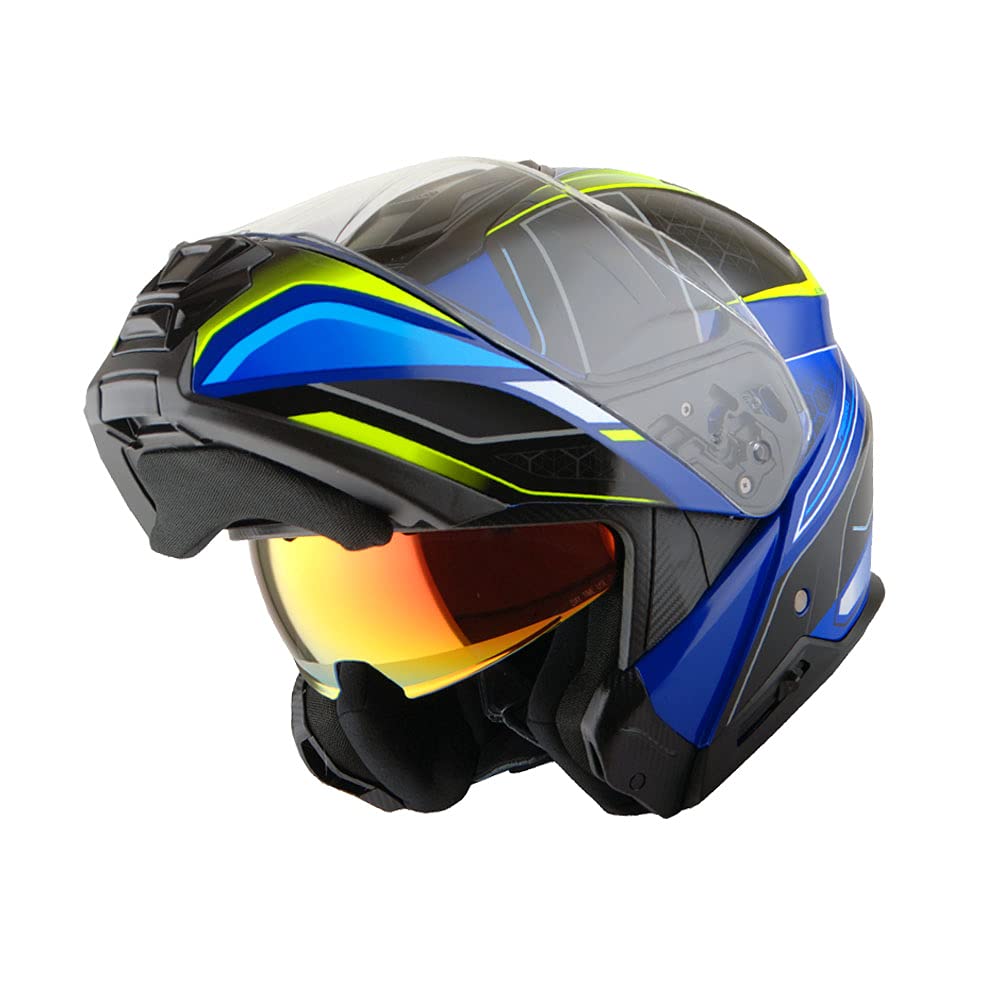 Martian Motorcycle Modular Full Face Helmet - Flip Up Dual Visor with Sun Shield (Model HG362) - Perfect for Street Biking, Touring & Commuting