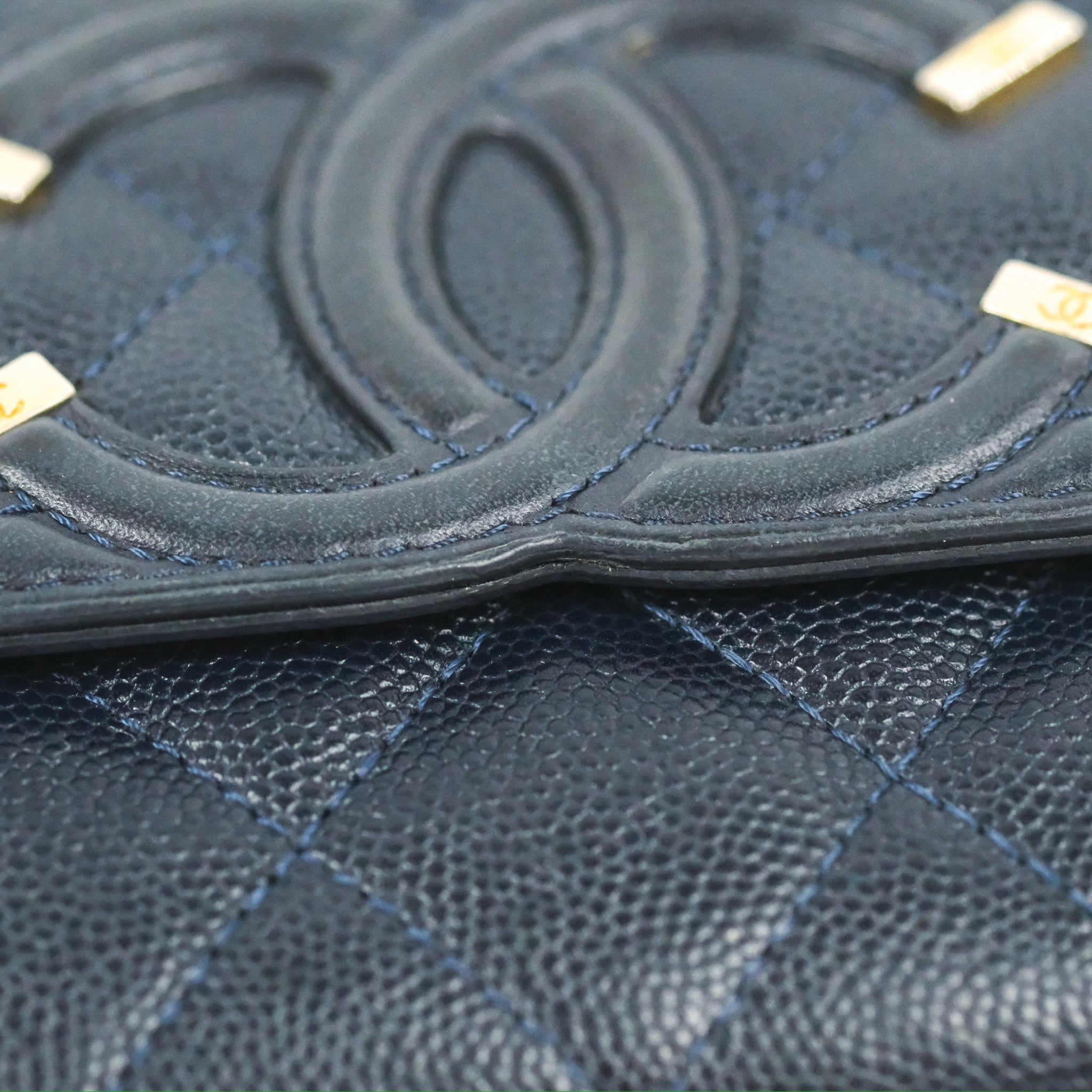 Chanel CC Filigree Small Flap Wallet in Navy Caviar Leather with Gold Hardware - Luxury Women's Wallet for Everyday Use & Special Occasions