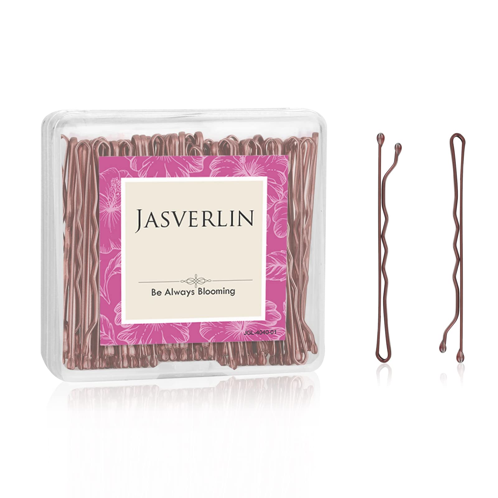 JASVERLIN Large Bobby Pins - 100pcs Brown Hair Clips for Women & Girls (2 3/8 Inch) - Strong Hold, Slide-Proof Hair Accessories for Buns, Braids & Updos - Bulk Pack for Salon, Wedding & Everyday Use