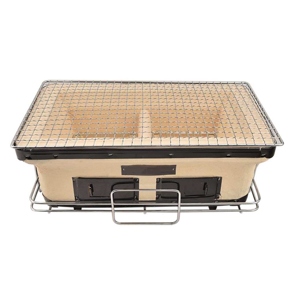Portable Mini Charcoal BBQ Grill - Japanese Style Tabletop Grill with Metal Wood Tray for Kabob, Yakitori & Camping | Perfect for Backyard Parties, Picnics & Outdoor Cooking