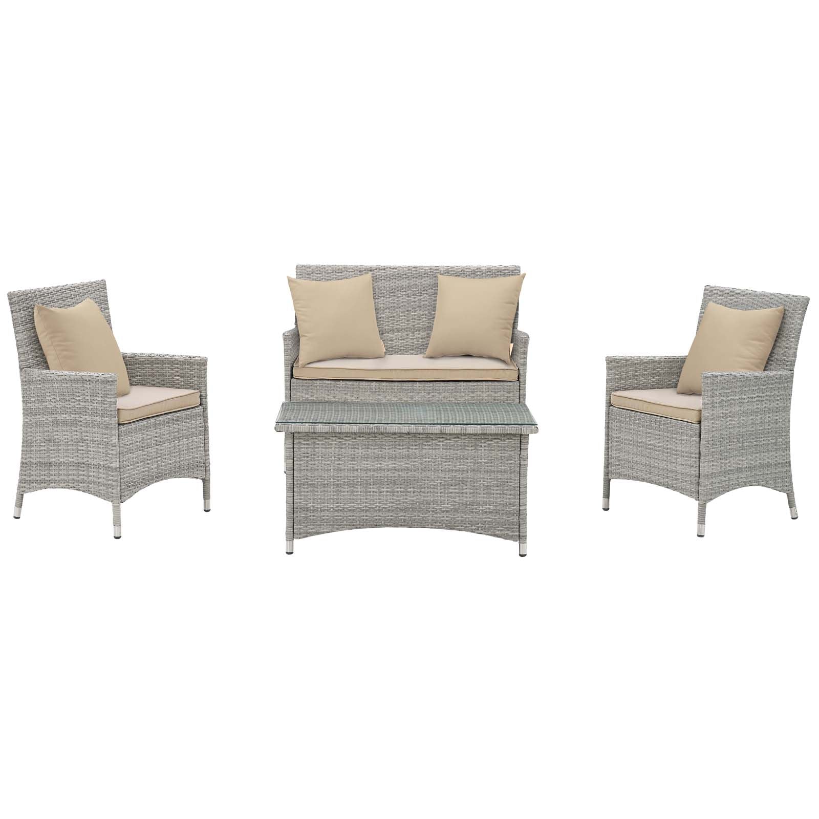 4-Piece Outdoor Patio Conversation Set with Cushions - Perfect for Backyard, Garden or Poolside Relaxation