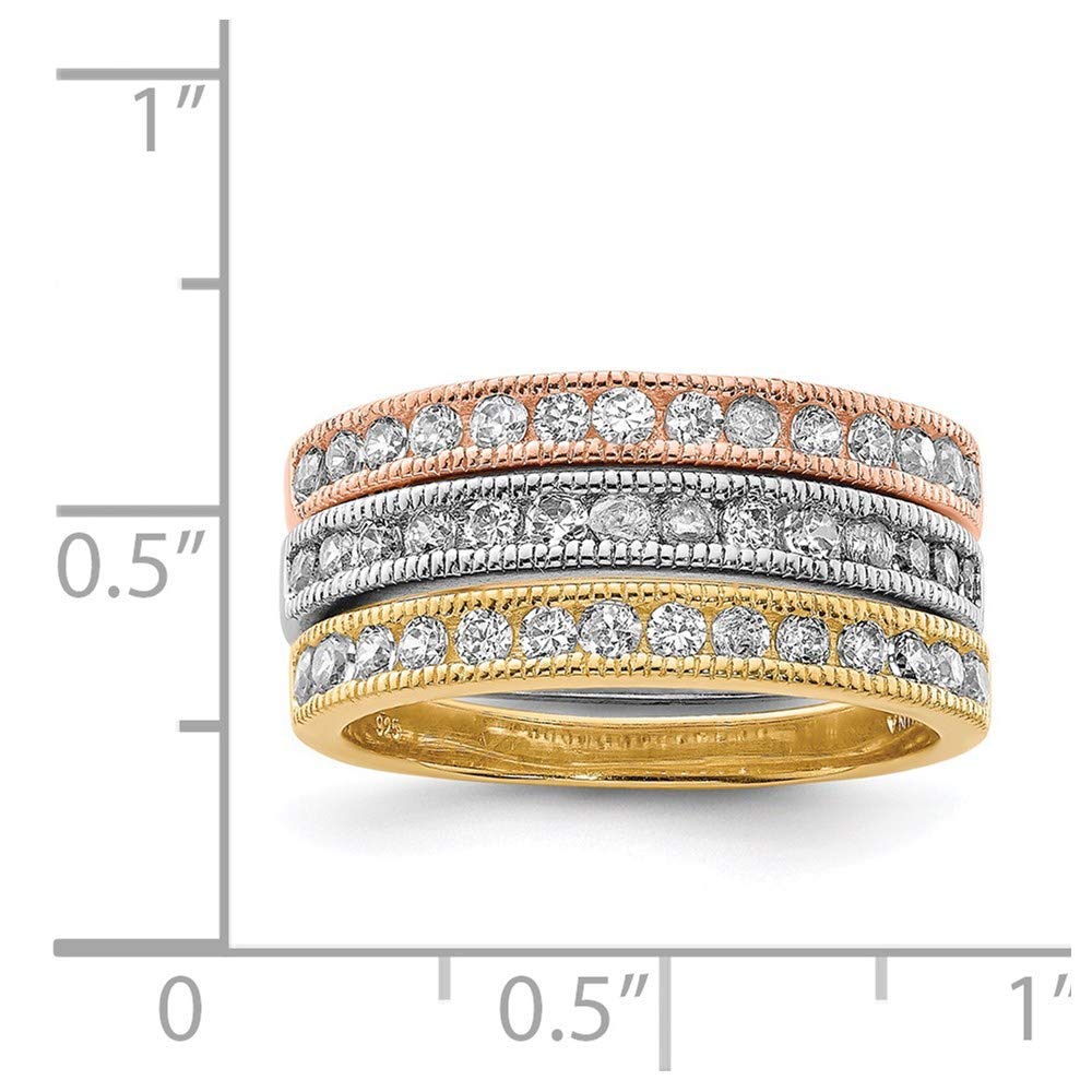 925 Sterling Silver Vermeil Trio Cubic Zirconia Ring for Women - Elegant Fine Jewelry Gift for Her - Perfect for Anniversaries, Birthdays & Special Occasions