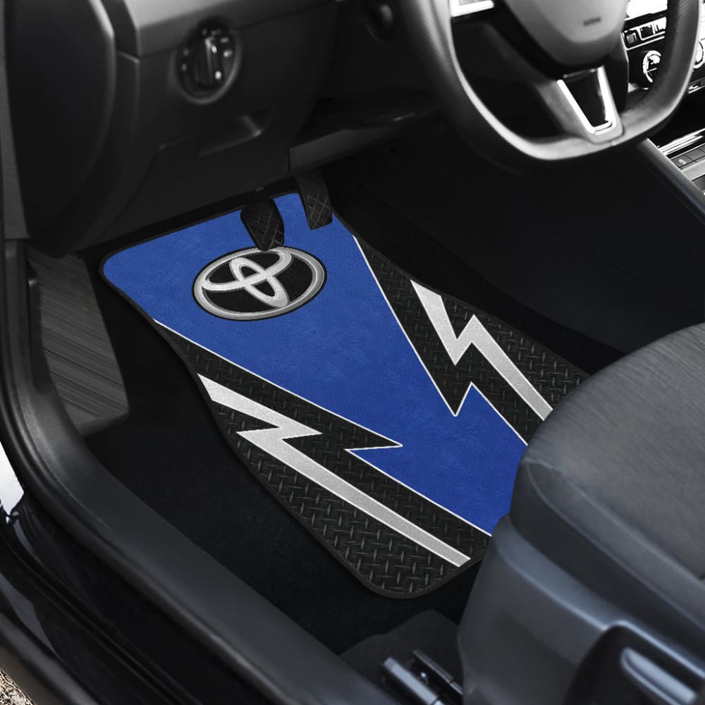 Premium Custom Fit Blue & Black Toyota Car Floor Mats - All-Weather Protection & Stylish Design for Camry, Corolla, RAV4 - Perfect for Road Trips, Daily Commute & Off-Road Adventures