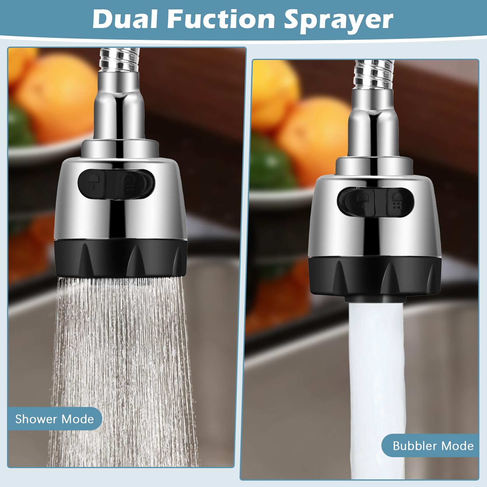 **XFIRE-GEAR 360° Rotatable RV Kitchen Faucet with Dual Function Sprayer - Flexible Arc Design for Motorhomes & Travel Trailers (8