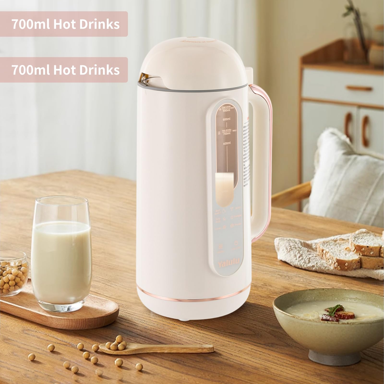 Automatic Nut Milk Maker - Electric Soybean Milk Machine with Visual Window, 10 Blades, 30oz Capacity | Hot & Cold Dual Use, Self-Cleaning | Perfect for Almond Milk, Soy Milk, Smoothies, Juices & Baby Food | Ideal for Home Kitchen, Vegan Diet & Healthy Lifestyle