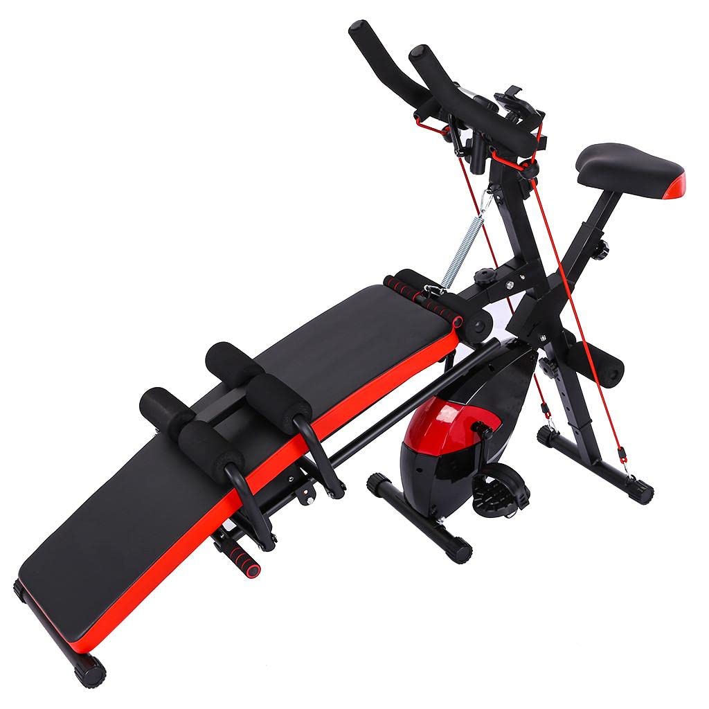 Multi-Function Home Gym Equipment: Indoor Cycling Bike, Ab Trainer & Push-Up Bar for Full Body Workout - Perfect for Cardio, Core Strength & Toning at Home