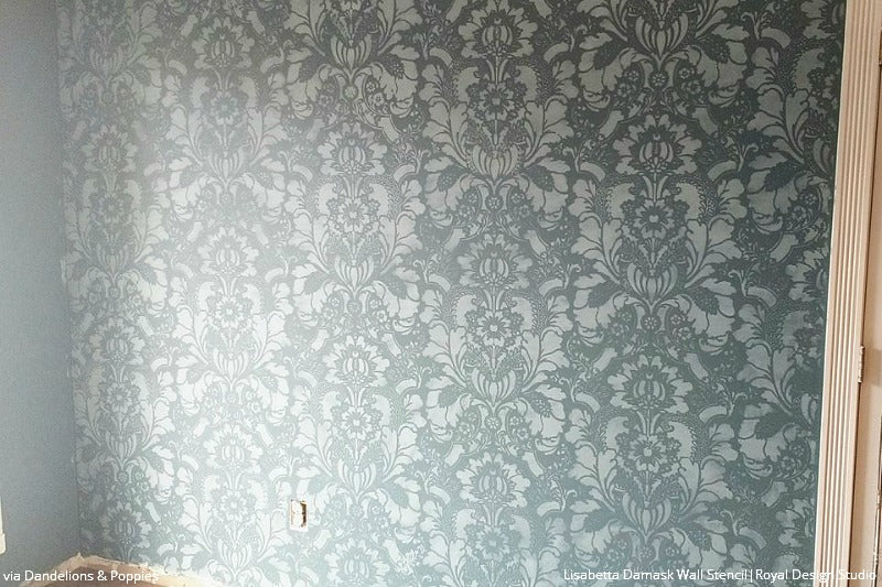 Lisabetta Damask Wall Stencil - Reusable DIY Painting Template for Home Decor, Accent Walls & Furniture - Perfect for Bedroom, Living Room & Nursery Renovation
