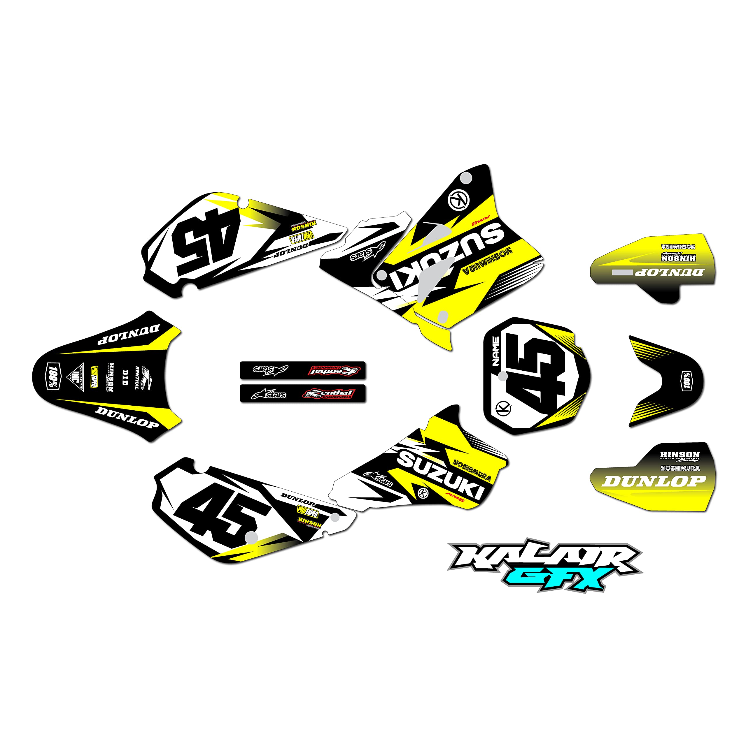 Suzuki RM85 (2001-2023) Dirt Bike Graphics Kit - Division Series Yellow 16 Mil Vinyl Decals for Motocross Racing & Pit Bike Stickers - Perfect for Track Racing, Trail Riding & Off-Road Motorcycle Customization