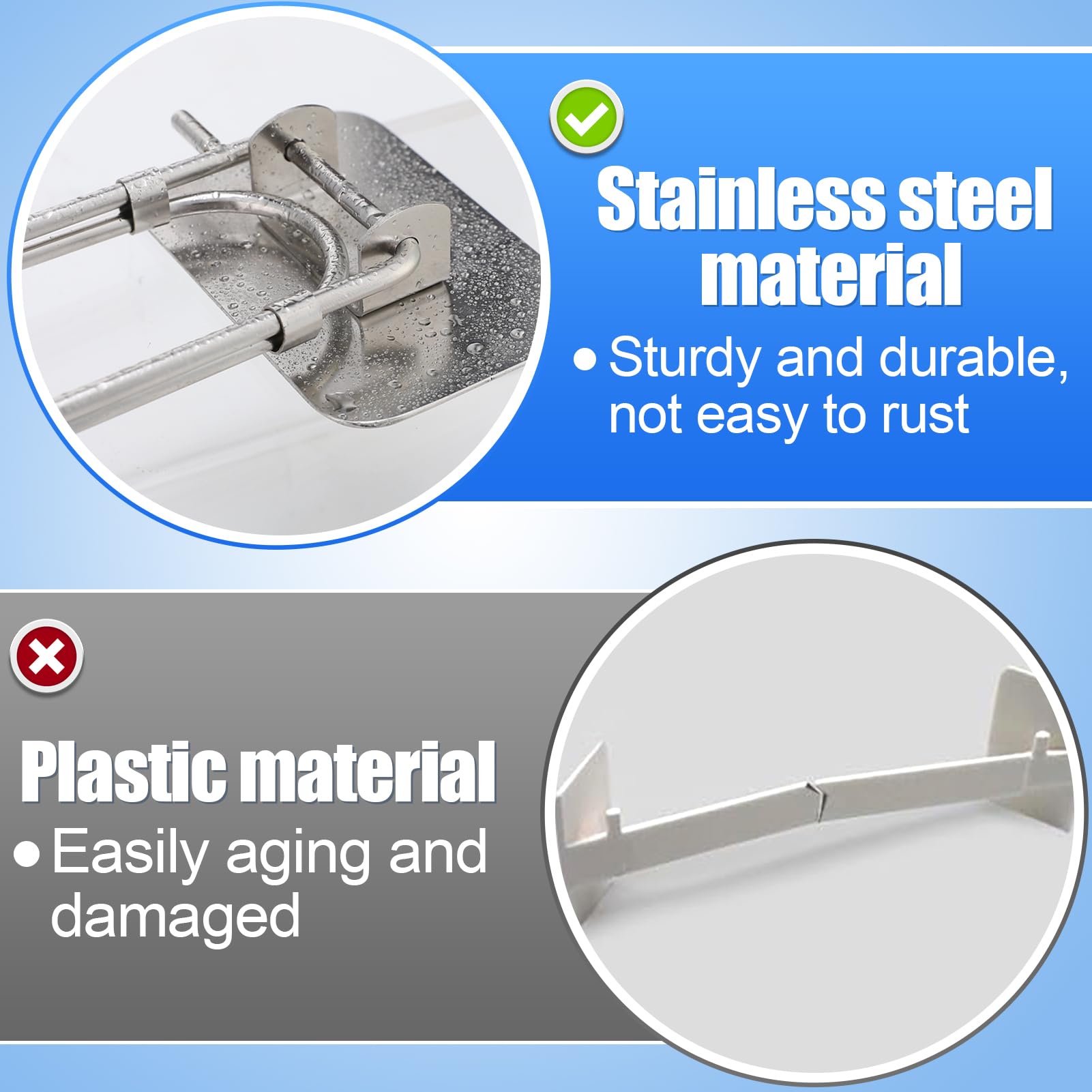 2 Pack Adjustable Rust-Proof Stainless Steel RV Shower Corner Storage Bars (7.9-13.4 Inch) - Bathroom Shelves Organization Rod for Camper & Travel Trailer - Perfect for Small Space Bathroom Storage in RVs, Trailers and Tiny Homes