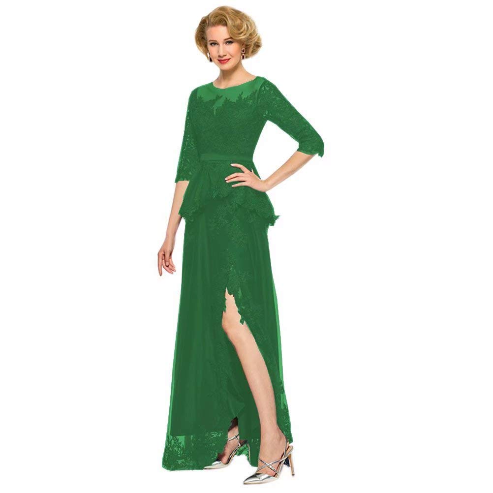 Elegant Ci-ONE Lace Mother of The Bride Dress - Long Sleeve Formal Evening Gown with High Slit for Wedding, Prom & Special Occasions